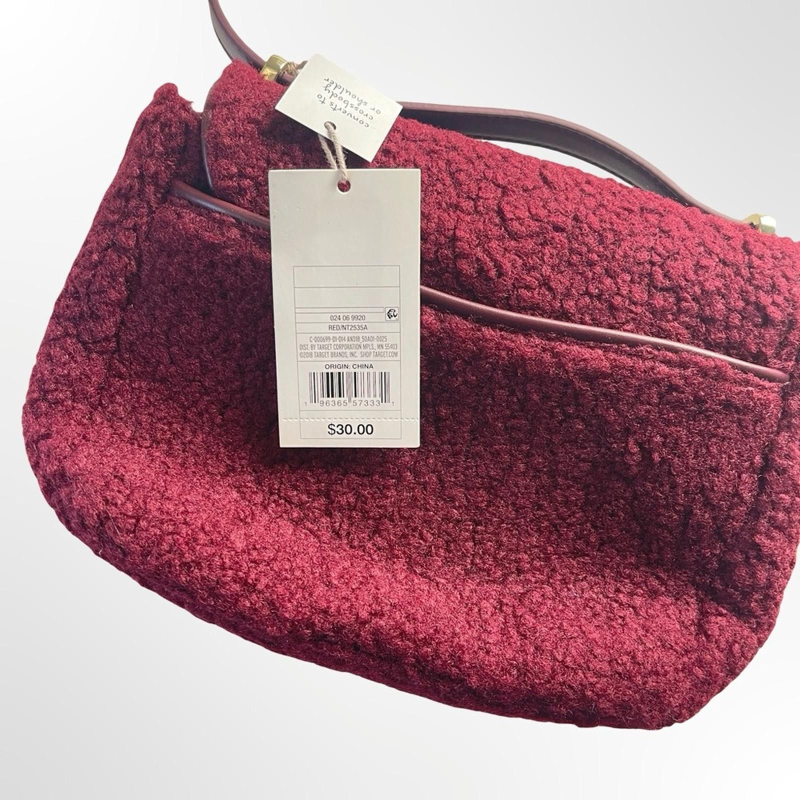 Other A New Day Burgundy Sherpa Crossbody Bag NWT Size ONE SIZE - 2 Thumbnail