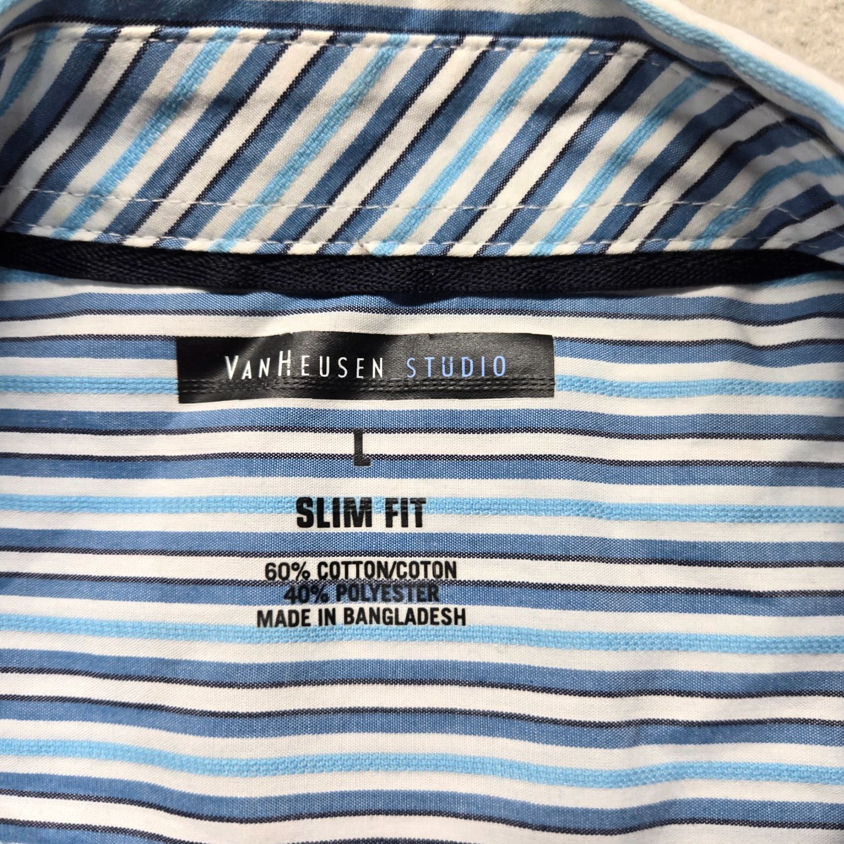 Van Heusen Van Heusen Shirt Blue Striped Slim Fit Long Sleeve Button Up Adult Men L Size US L / EU 52-54 / 3 - 3 Thumbnail