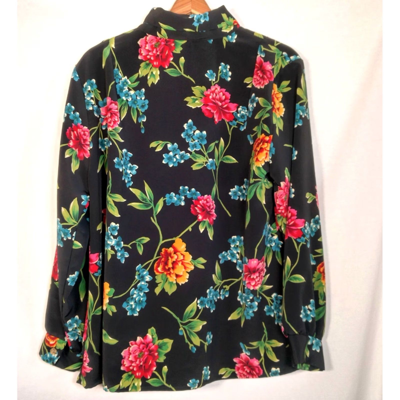 Vintage VINTAGE Maggie Sweet Blouse 1X Women Flower Chiffon Button Long Sleeve Collared Gold Floral Size XL / US 12-14 / IT 48-50 - 3 Thumbnail