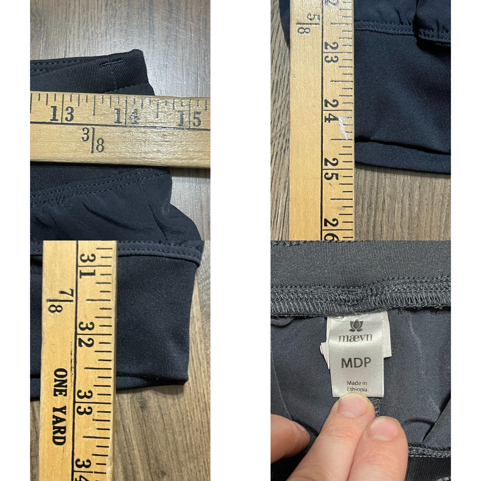 Vintage Maevn Pants Women’s Size M Black Activewear Waist Tie Pants Womens Regular Inseam 25 in Sweatpants Fall Spring Summer Velour Modern Style Size 32" / US 10 / IT 46 - 8 Thumbnail