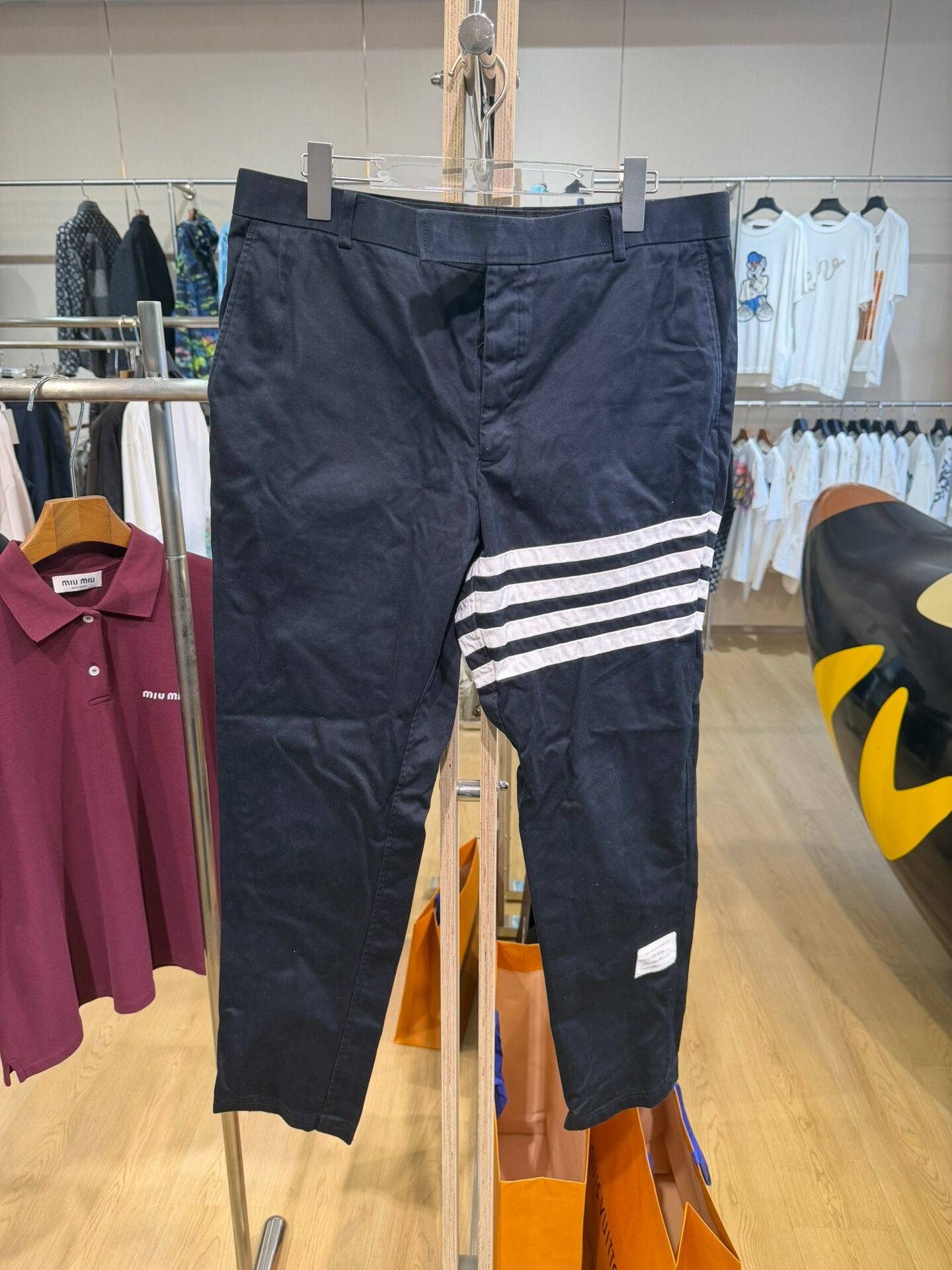Thom Browne Thom Browne TB Navy Striped Trousers Size US 26 / EU 42 - 1 Thumbnail