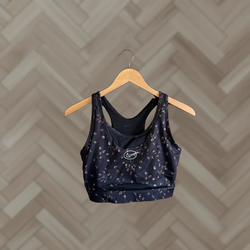 Nike Nike Womens Sports Bra Black Floral Pattern Dri-fit Sleeveless Size L Size ONE SIZE - 1 Thumbnail