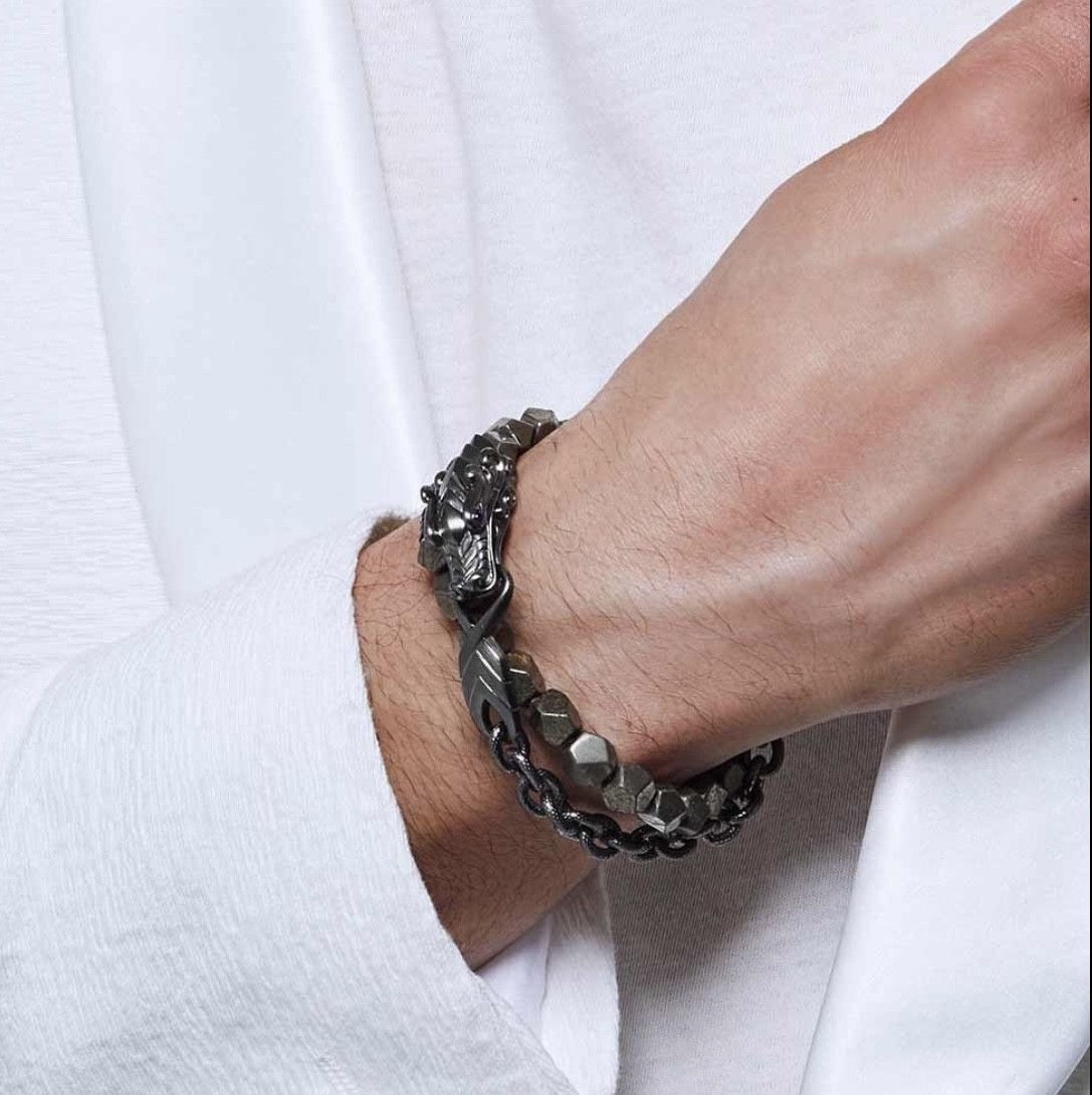John Hardy JOHN HARDY Legends Naga Blackened Silver & Pyrite Wrap Size ONE SIZE - 5 Thumbnail
