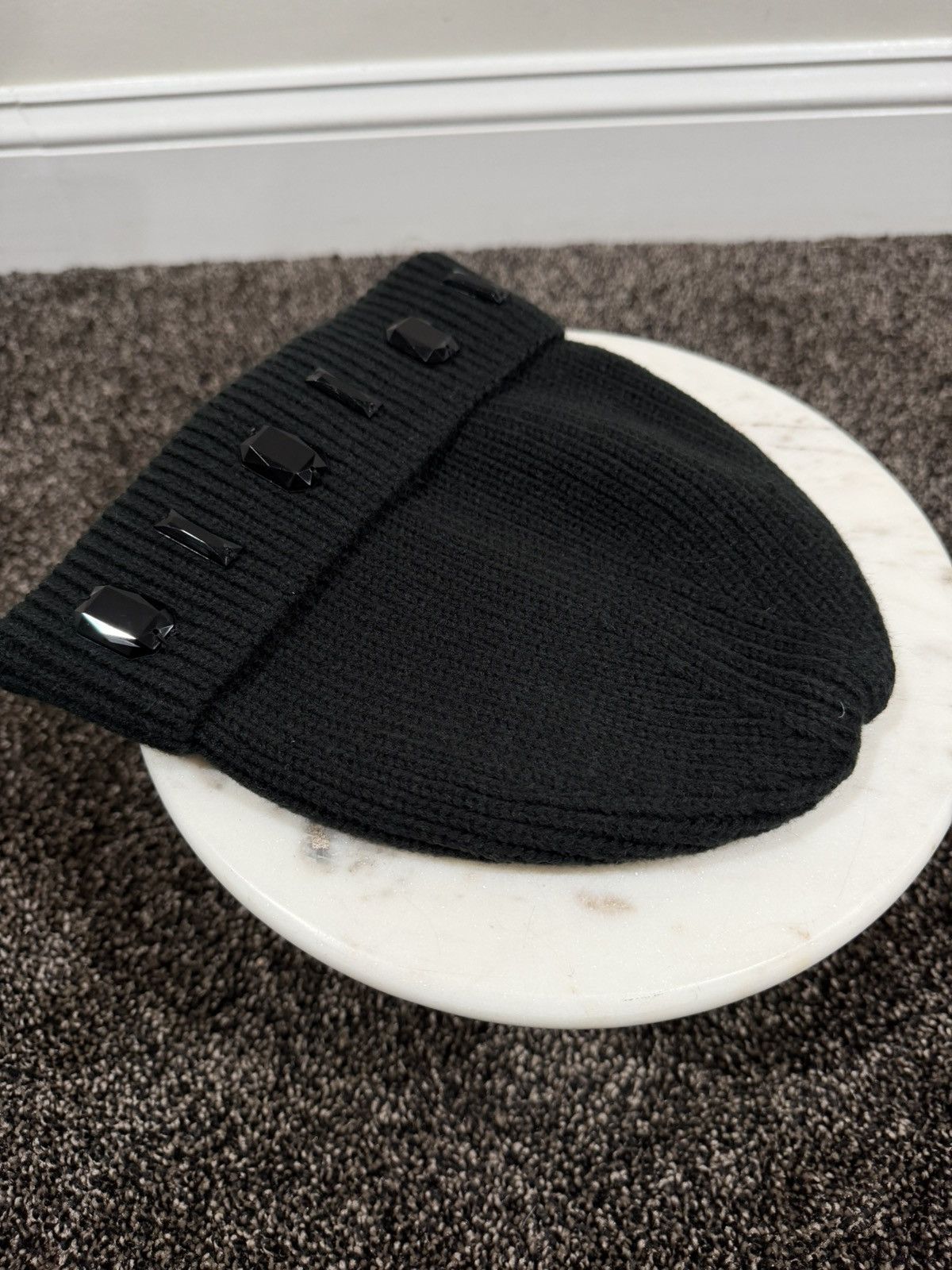PRVT LBL Black Ribbed Rhinestone Gem Fashion Beanie Buy Ladie Rhinestone Beanie | Johnny Was main image 2