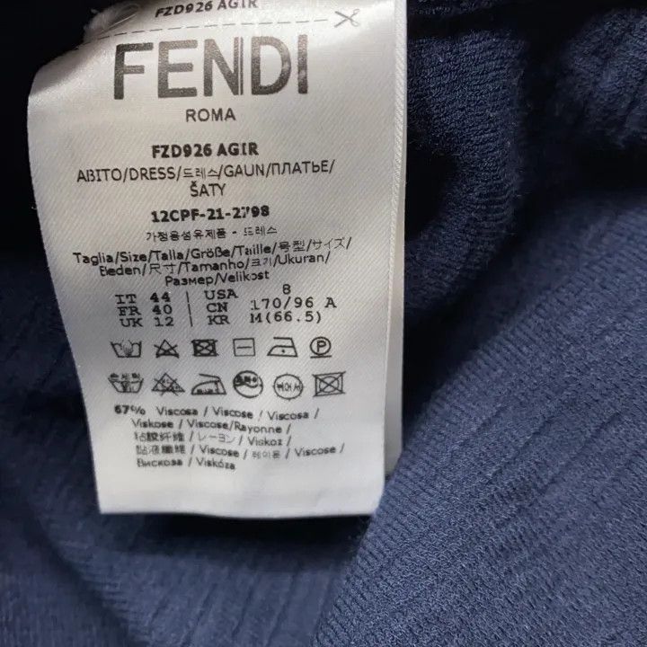 Fendi Fendi Blue High Neck Long Sleeve Dress -2507 Size L / US 10 / IT 46 - 2 Thumbnail