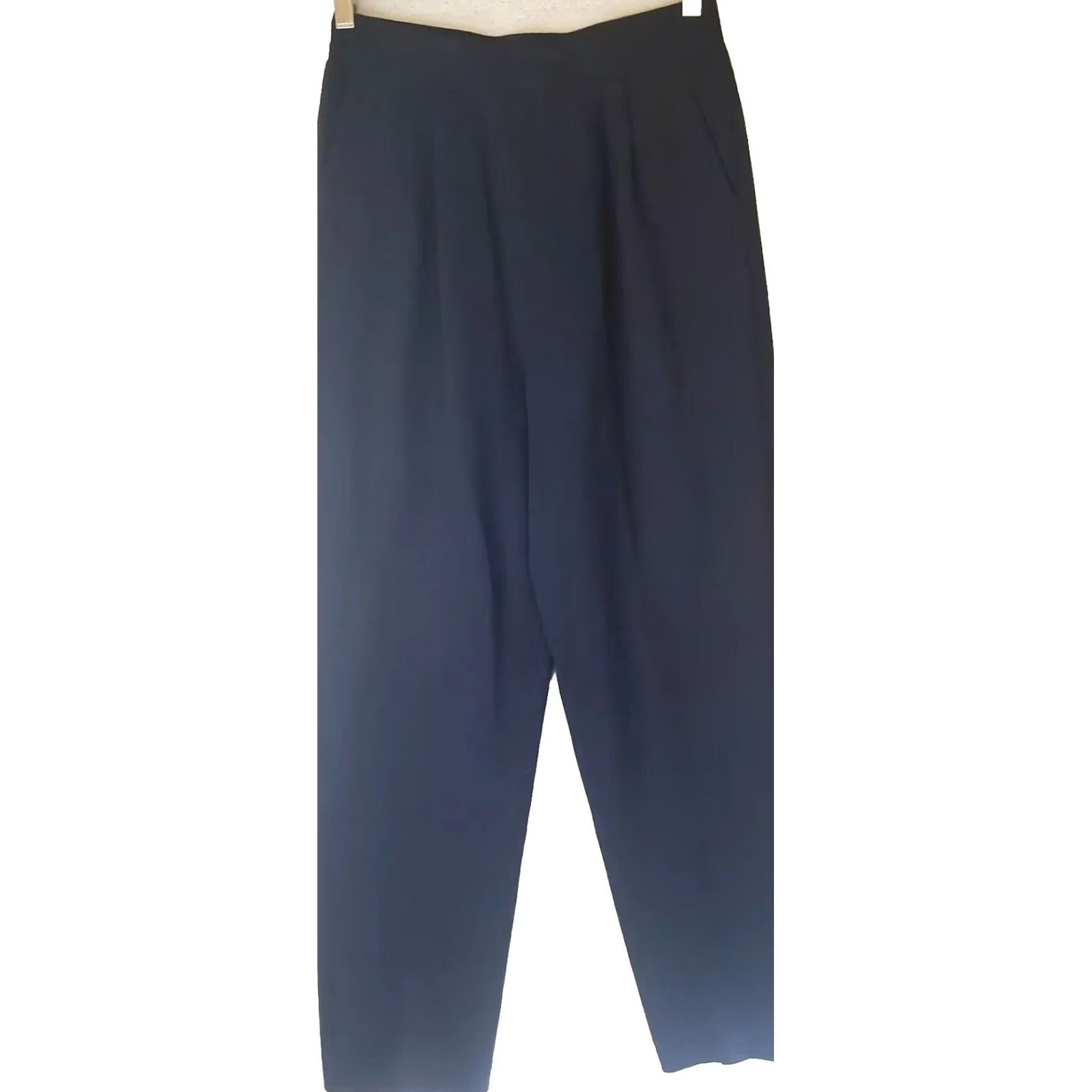 Asics VINTAGE? No. St John Basics Womens Dress Pants Navy Knit Wool Wide-Leg Pleated Front Pockets Pull On Size 8 SS? Size M / US 6-8 / IT 42-44 - 2 Thumbnail