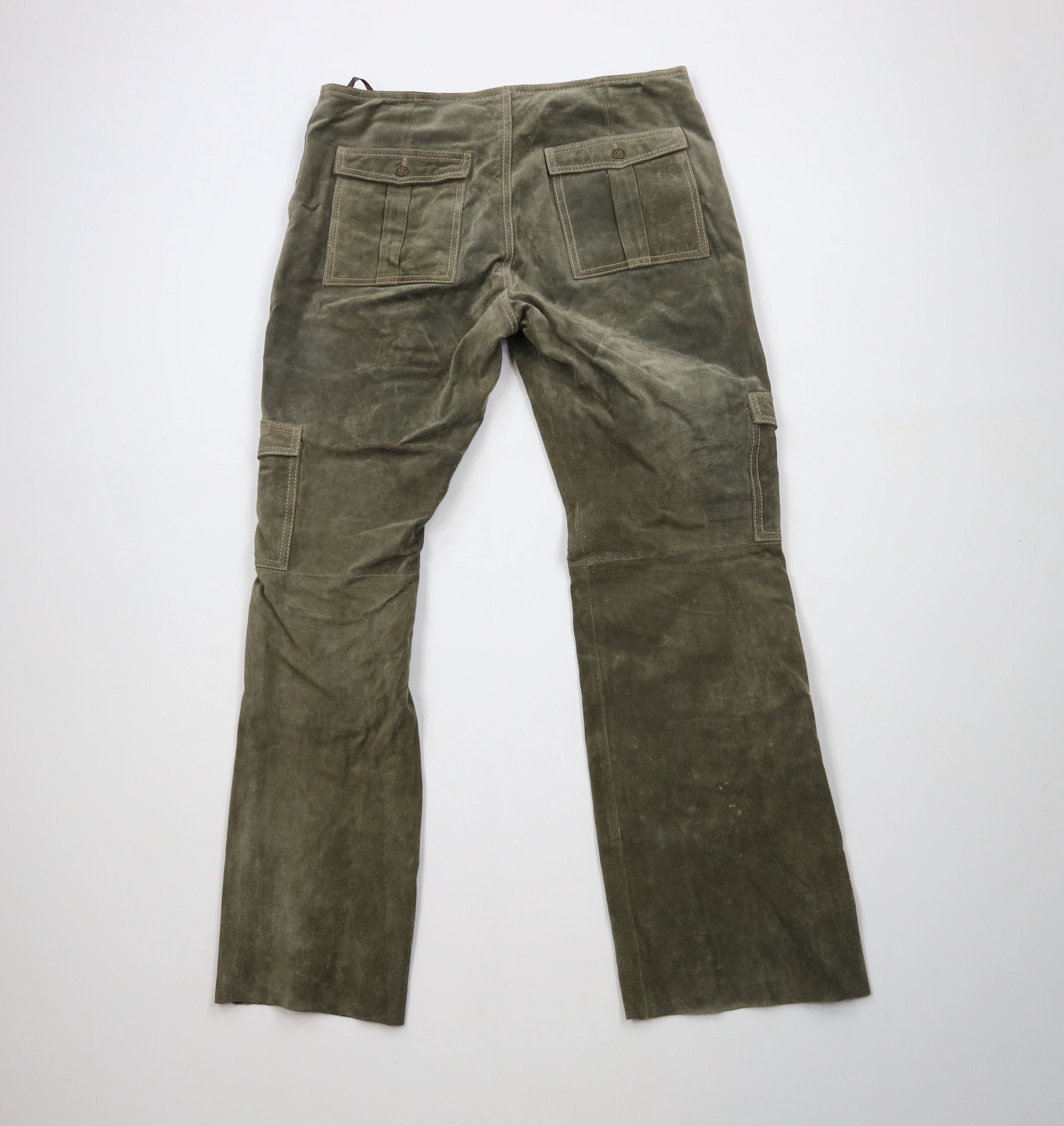 Vintage Vintage 90s Streetwear Leather Flared Wide Leg Cargo Pants Size 36" / US 14 / IT 50 - 10 Thumbnail
