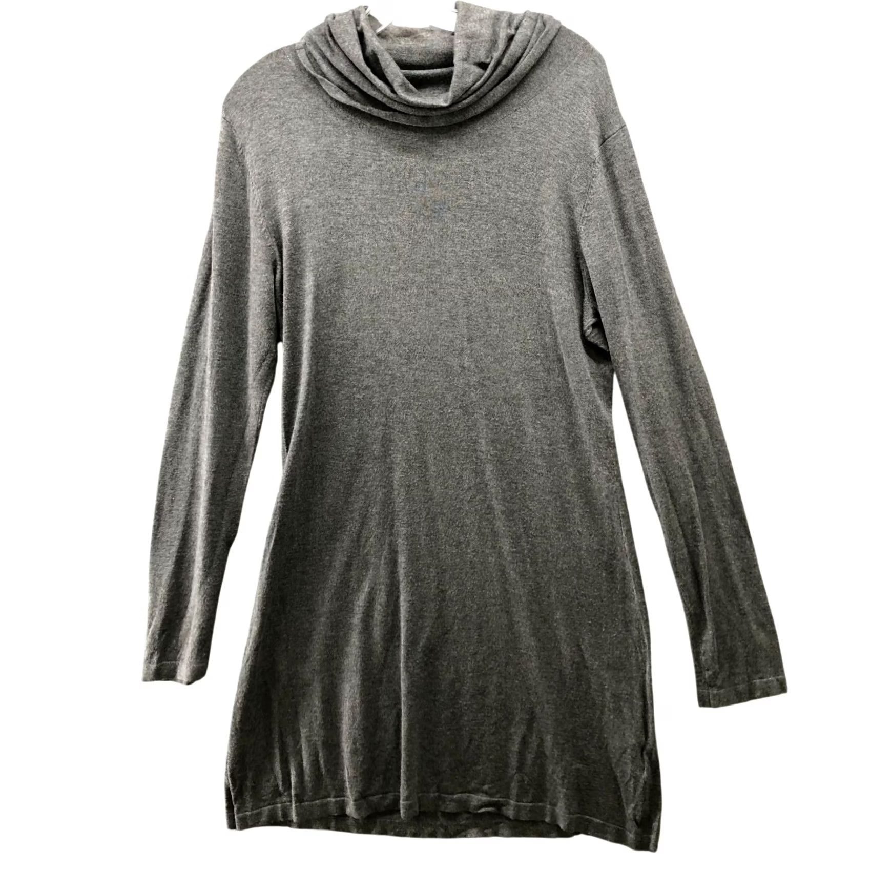 H&M H&M Turtleneck Sweater Dress Womens L Gray Pullover Tight Knit Mini Tunic Size L / US 10 / IT 46 - 2 Thumbnail