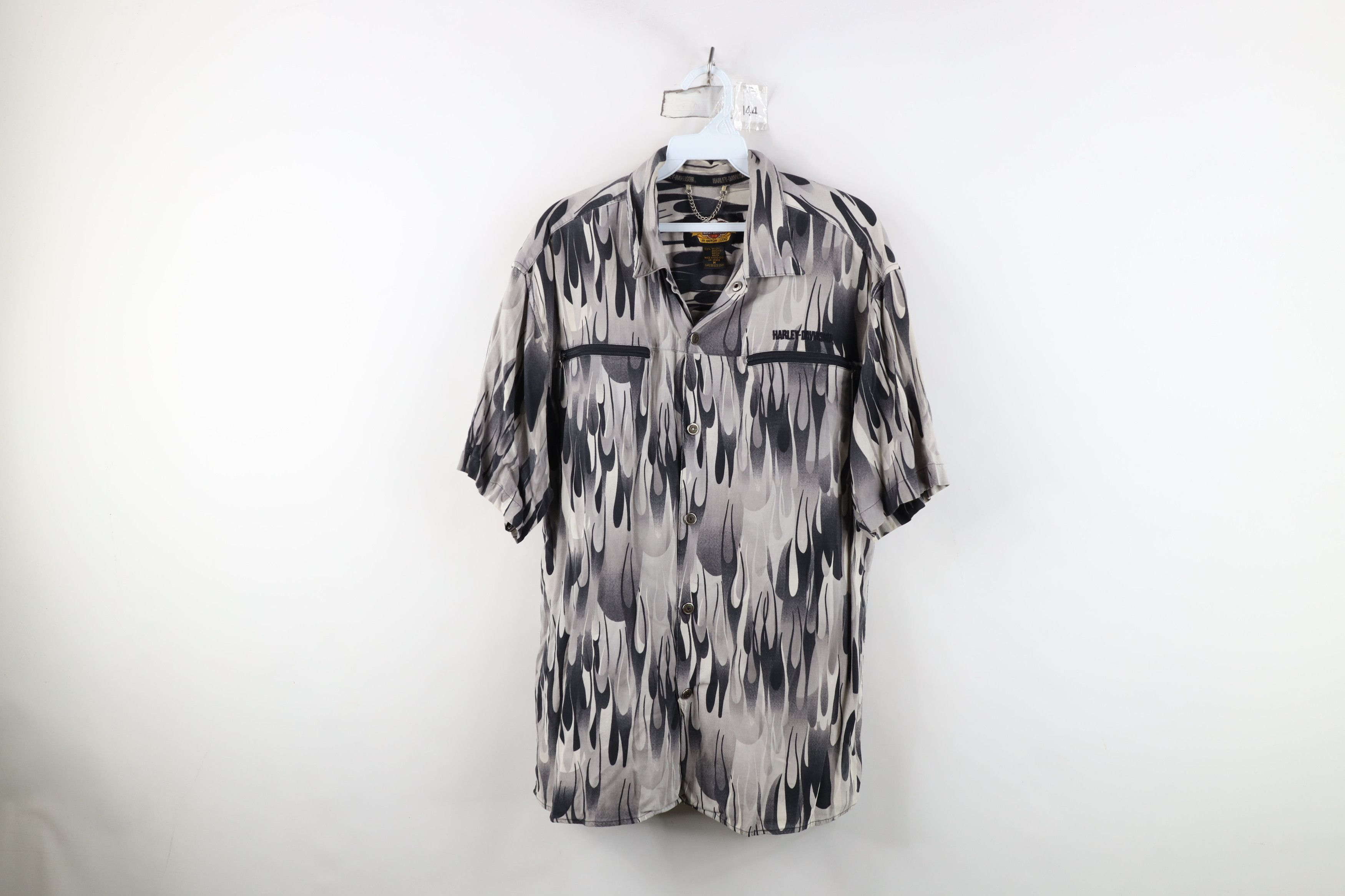 Harley Davidson Vintage 90s Harley Davidson Fire Flames Button Shirt Rayon Size US M / EU 48-50 / 2 - 1 Thumbnail