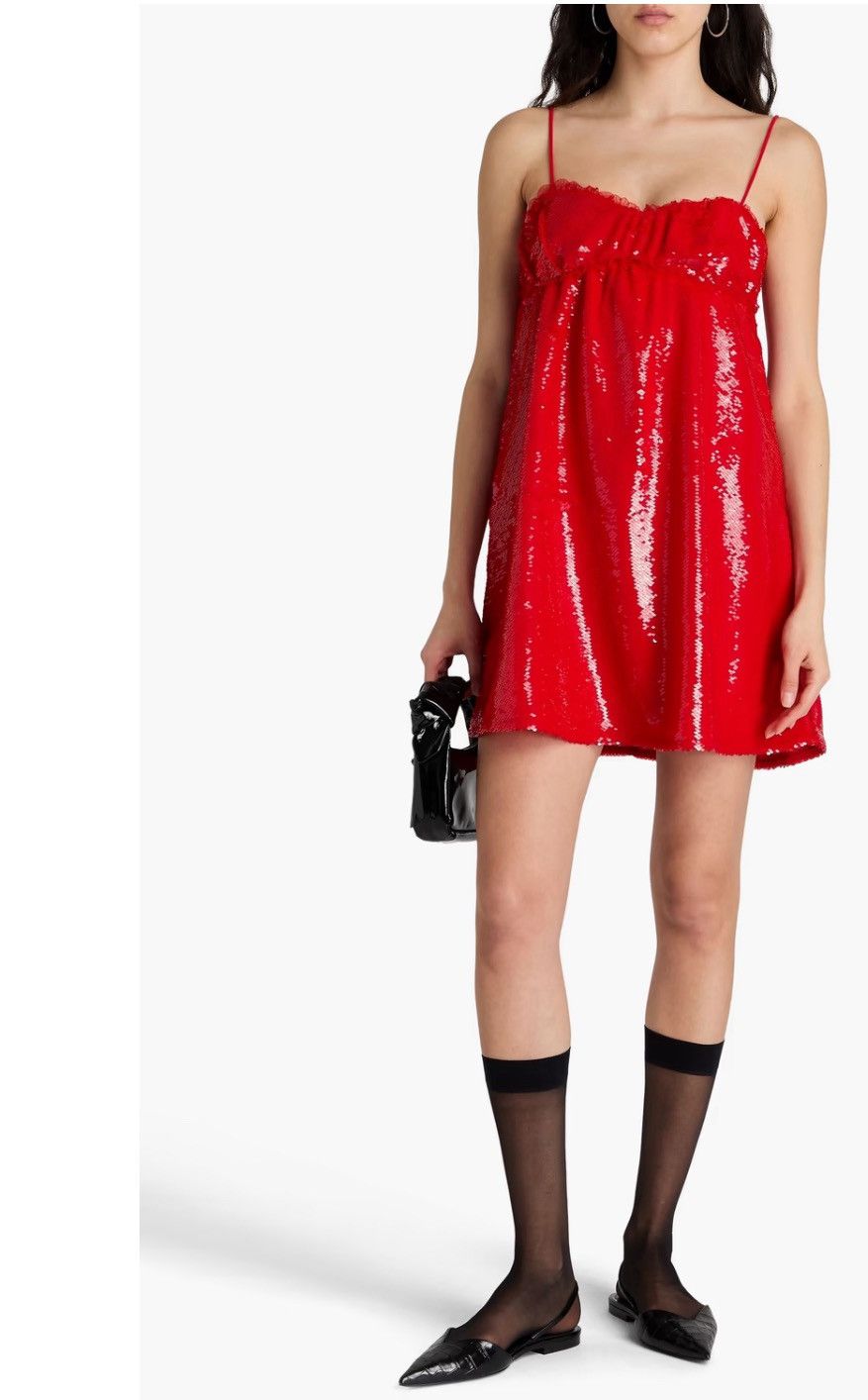 GANNI Sequined Sleeveless Minidress in Red