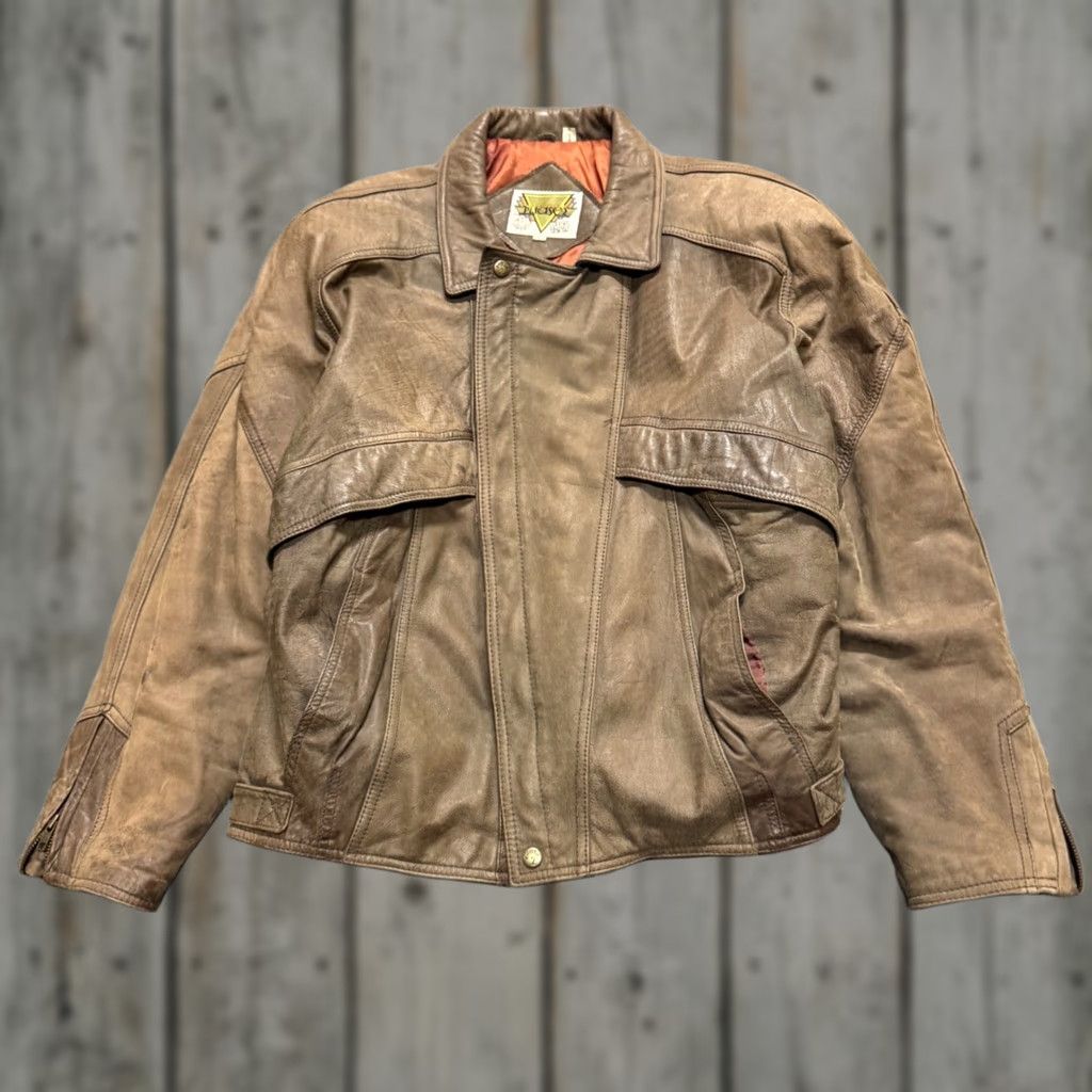 Vintage VTG Leather Jacket Men's L Brown Genuine Leather Heavy Overcoat Jacket Brown Mens L Leather VTG Size US L / EU 52-54 / 3 - 1 Thumbnail