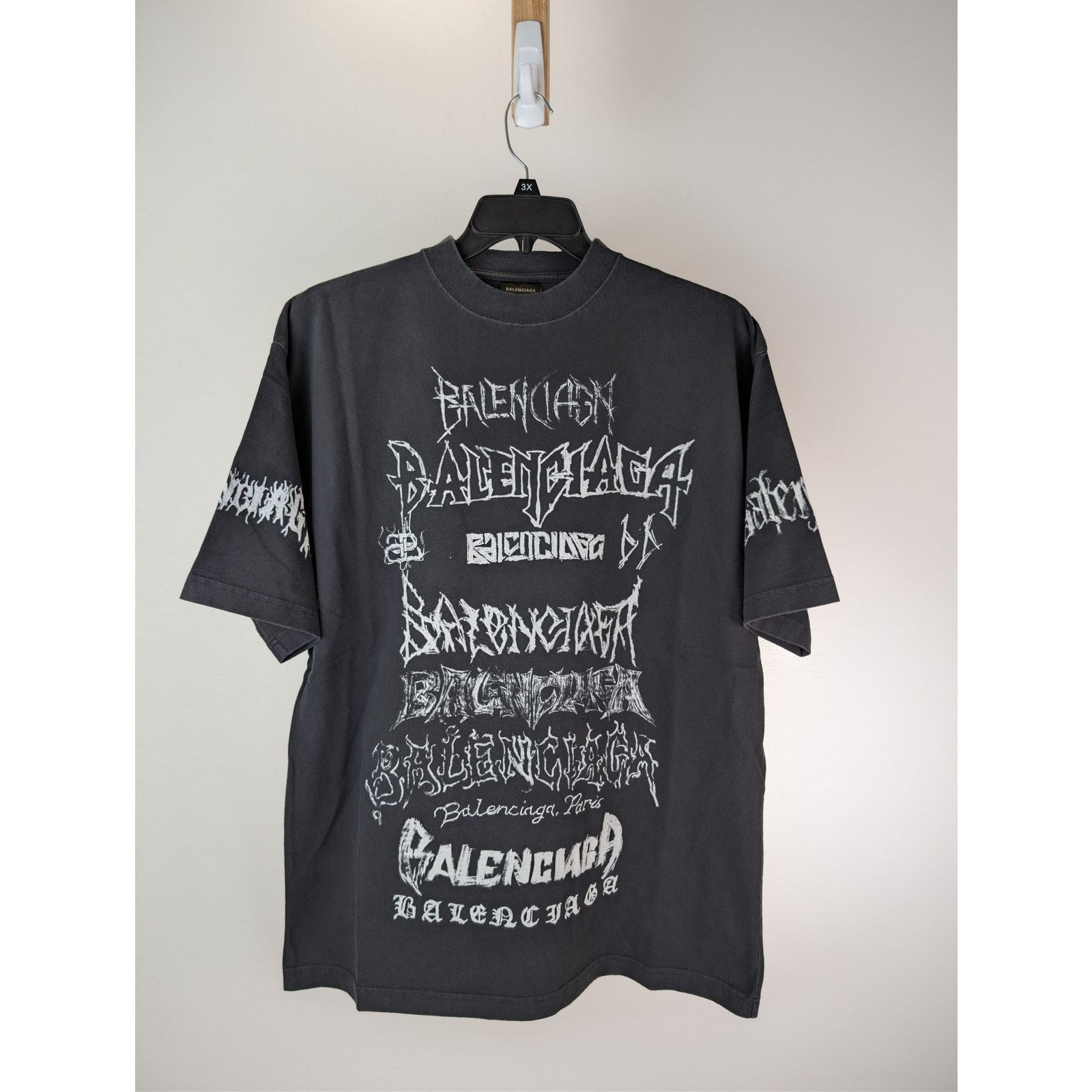 Balenciaga o1rshd1 Heavy Graphic Print DIY Metal Logo T-shirt in Black Size US M / EU 48-50 / 2 - 8 Thumbnail