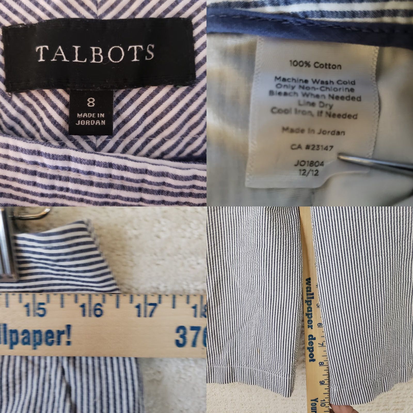 Talbots Talbots Shorts Womens 8 Blue+White Perfect Short Women Size Bermuda Chino Seersucker Size 30" / US 8 / IT 44 - 8 Thumbnail
