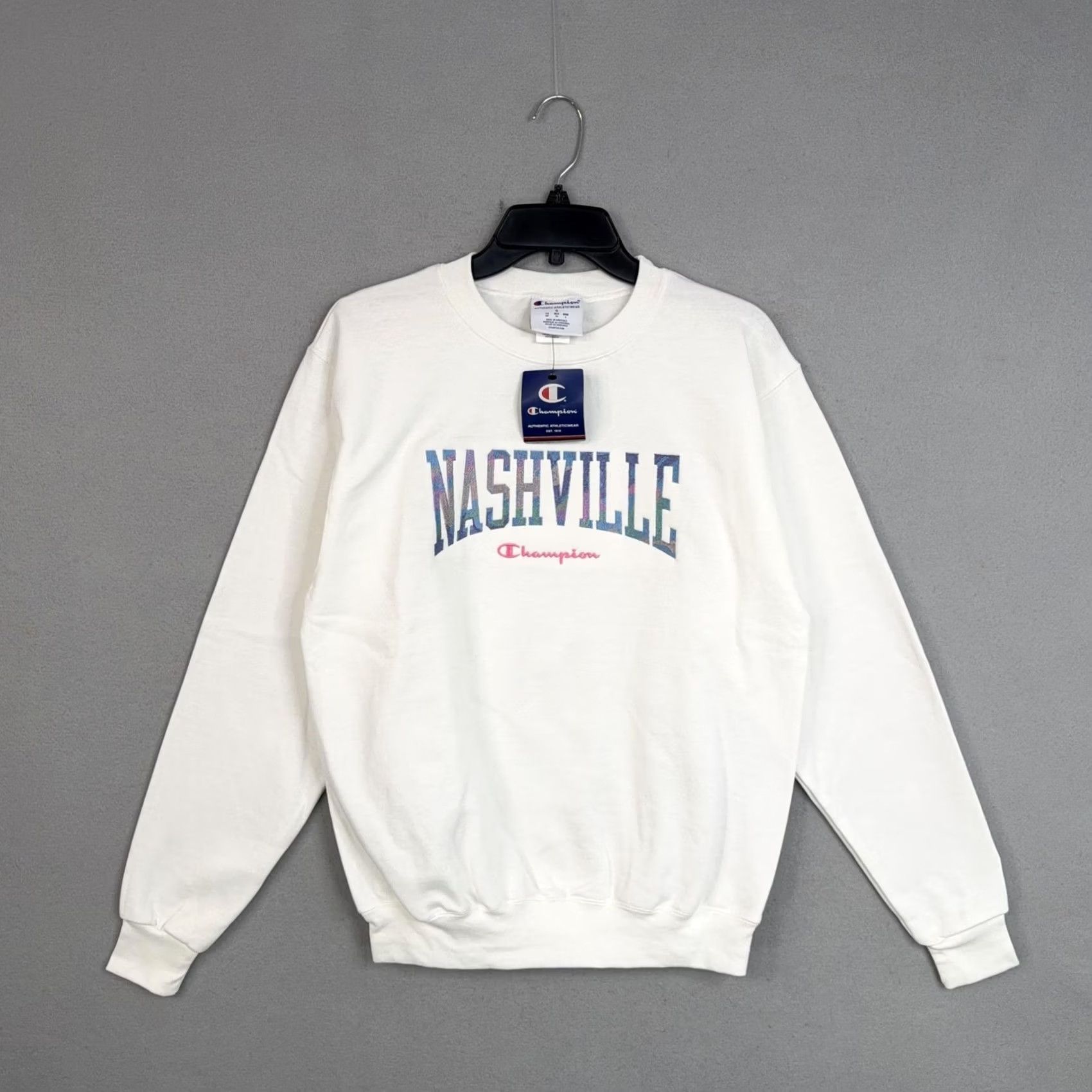 Champion Nashville Sweatshirt Adult Small White Fleece Destination Crewneck City Champion Size US S / EU 44-46 / 1 - 2 Thumbnail