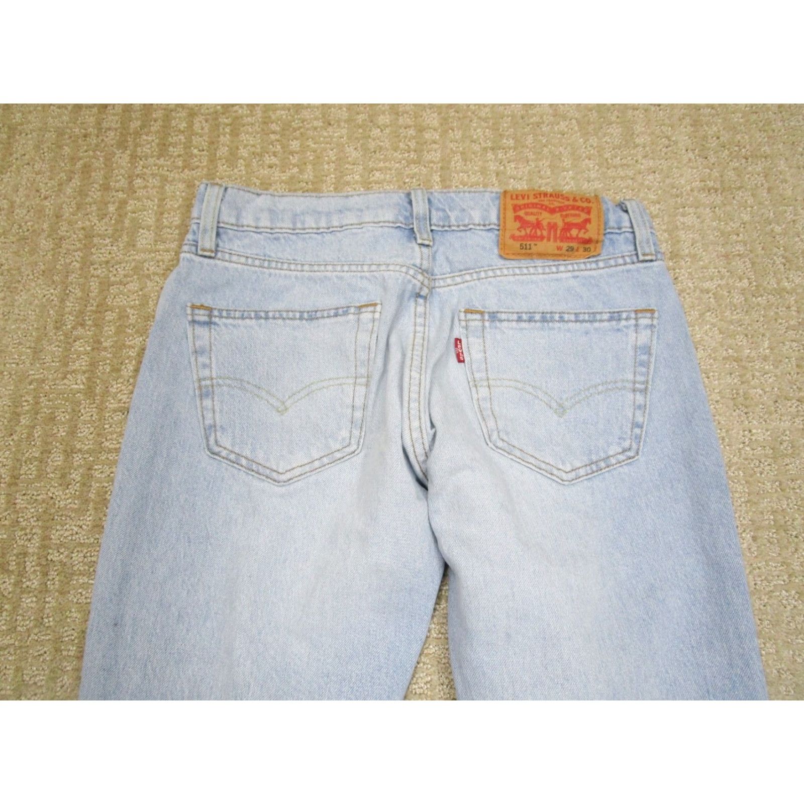 Levi's Levi's 511 Jeans Men 29x30 Light Blue Slim Straight Denim Pants Distressed Casual Jeans Size US 29 - 4 Thumbnail