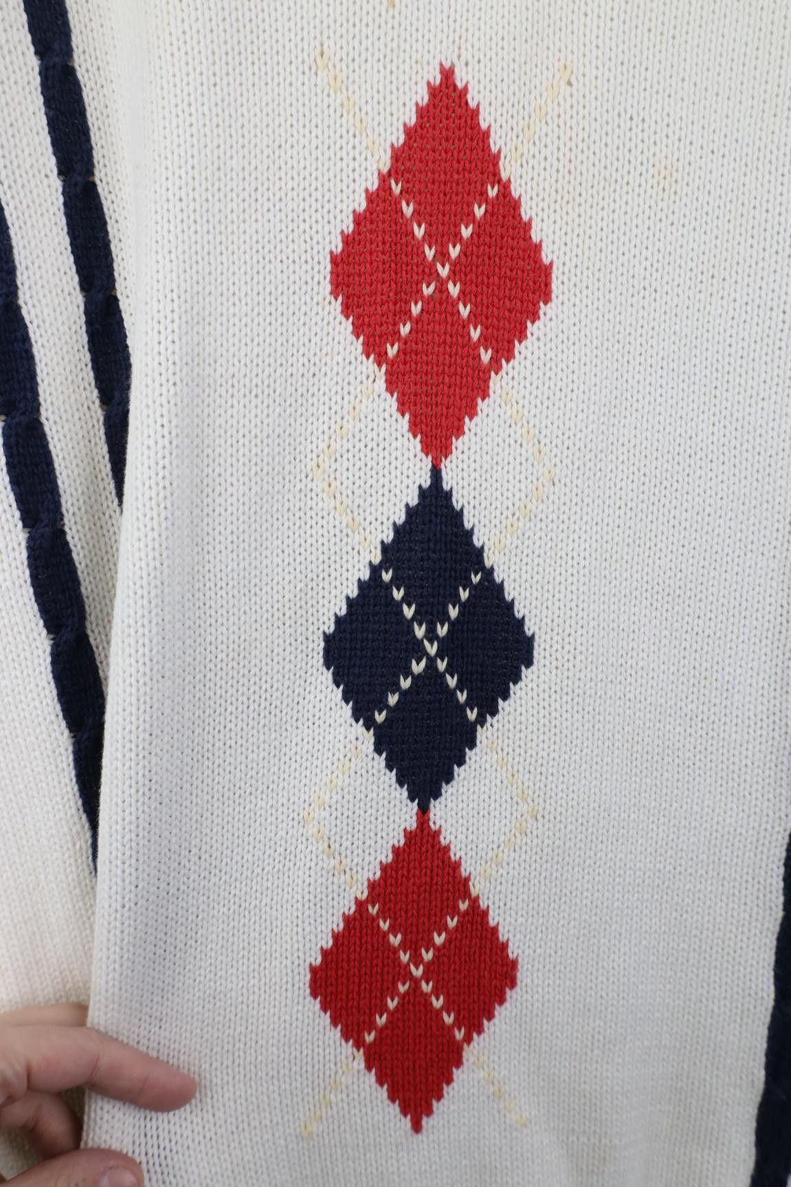 Vintage Vintage 80s 90s Streetwear Cotton Cable Knit Golf Sweater Size US L / EU 52-54 / 3 - 4 Thumbnail