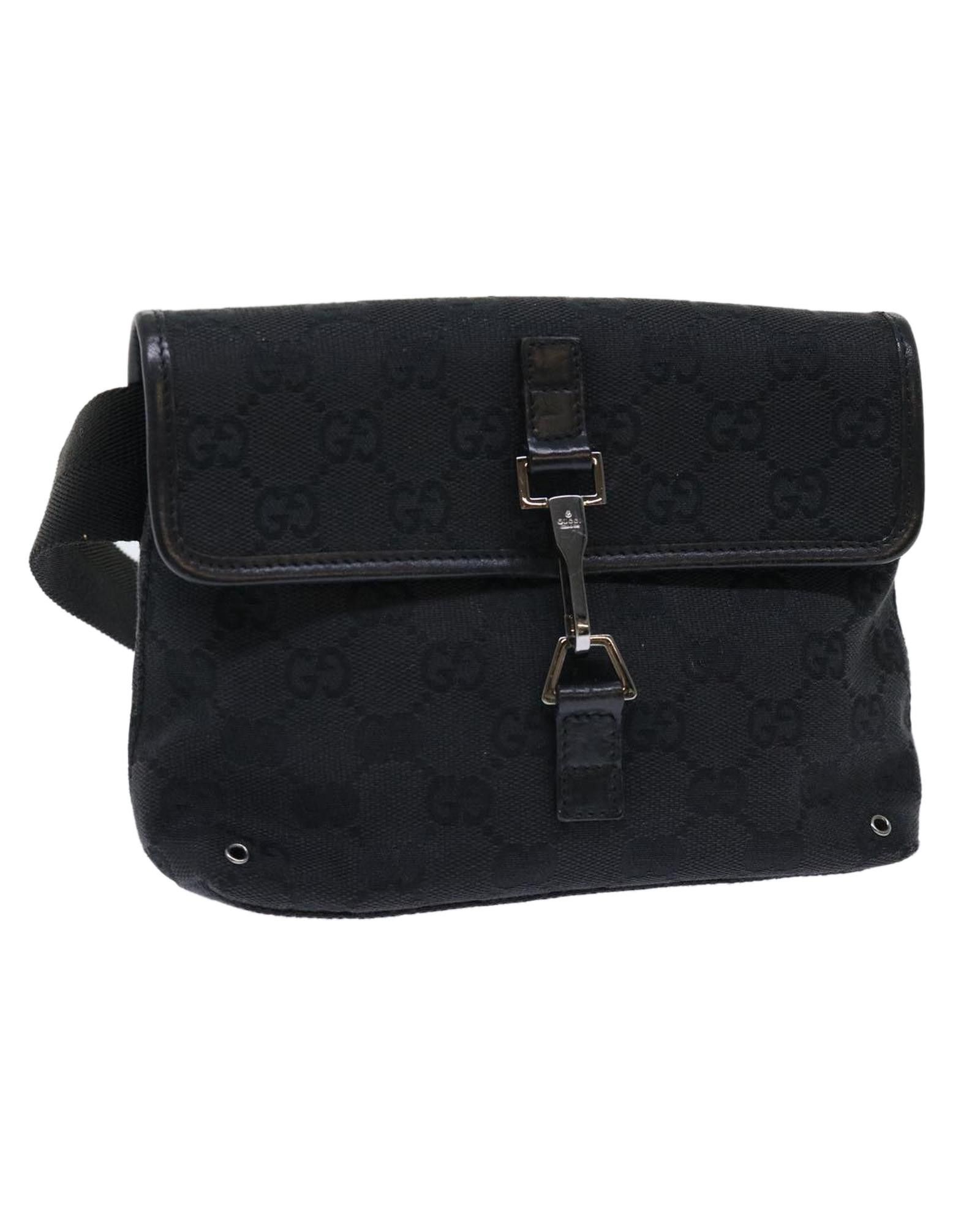 image of Gucci Canvas Waist Bag With GG Design - Black, Women's