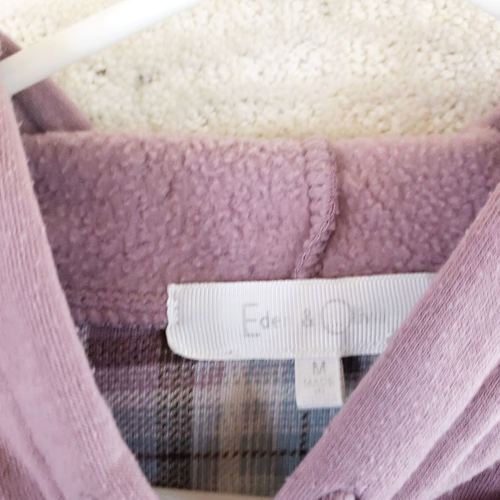 Vintage Eden & Olivia Women's M Pink Hooded Shirt Flannel Plaid Button Front Sherpa Lined Casual Size M / US 6-8 / IT 42-44 - 6 Thumbnail