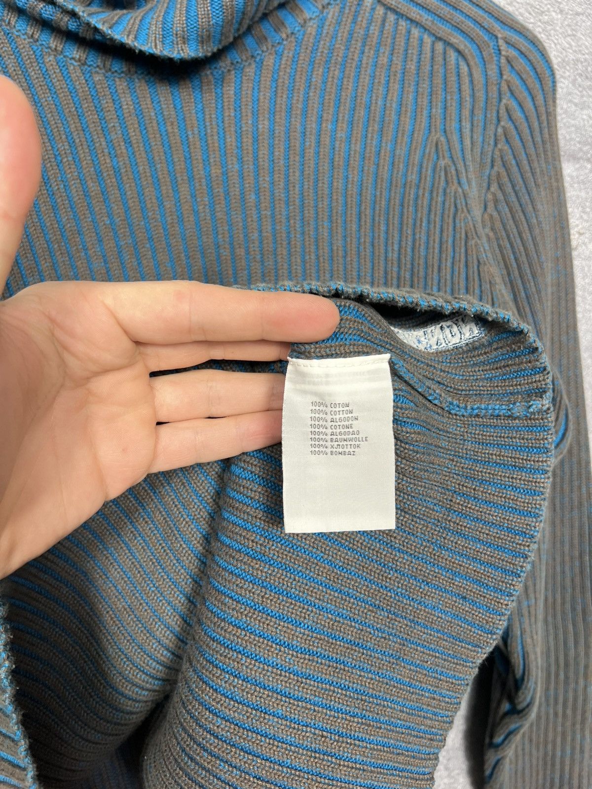 Chevignon Vintage Chevignon Ribbed Turtleneck Sweater A Blue Pattern Size US M / EU 48-50 / 2 - 13 Thumbnail