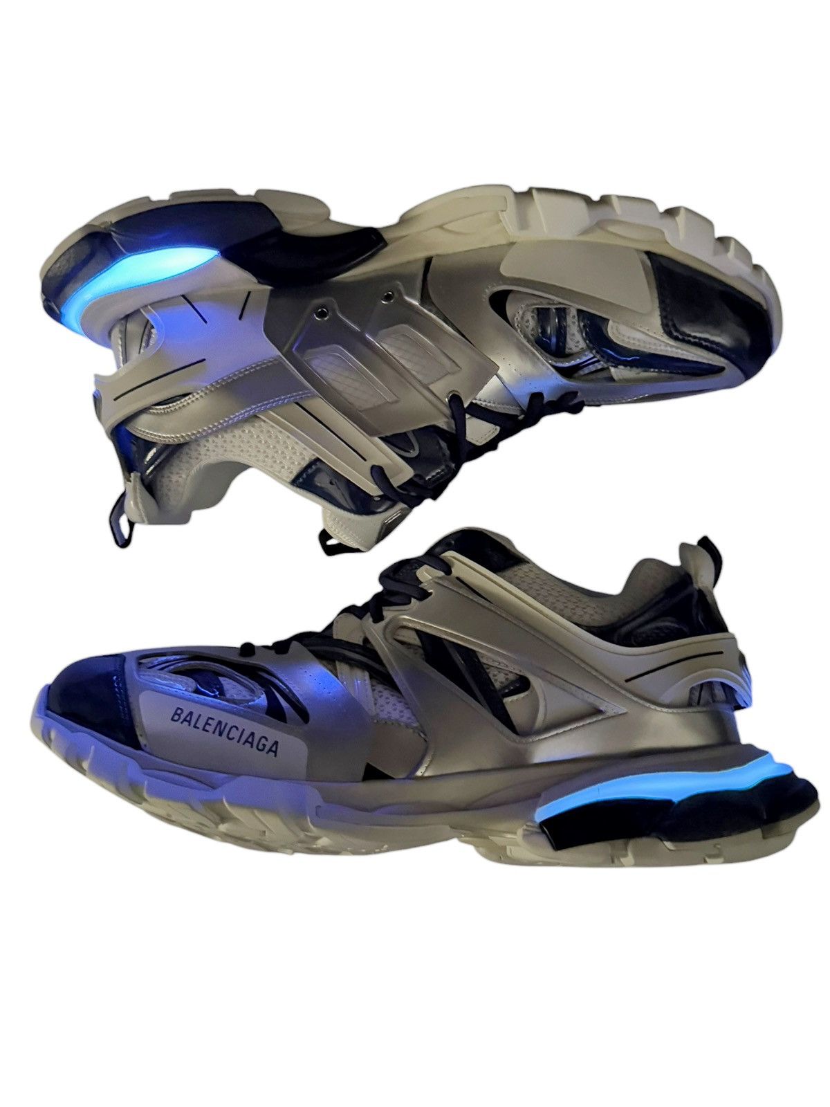 Balenciaga Track LED LIGHT Sneaker Silver Blue Metallic Size US 7 / EU 40 - 6 Thumbnail