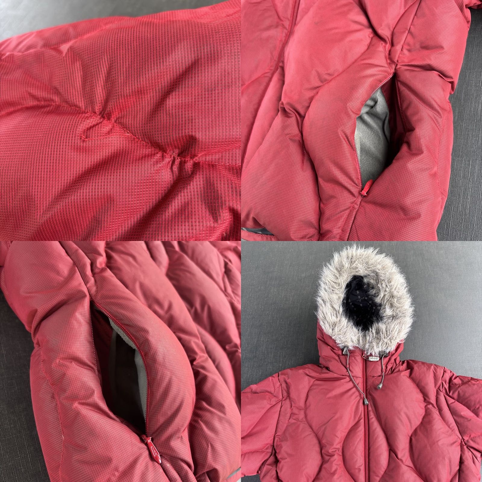 Salomon VINTAGE Salomon Women's S Puffer Jacket Hooded Down Crimson Red Faux Fur Y2K Jacket Womens Size S Red Logo Accents Size S / US 4 / IT 40 - 8 Thumbnail
