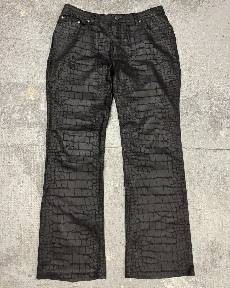 AW2001 Roberto Cavalli Black Crocodile Effect Pants