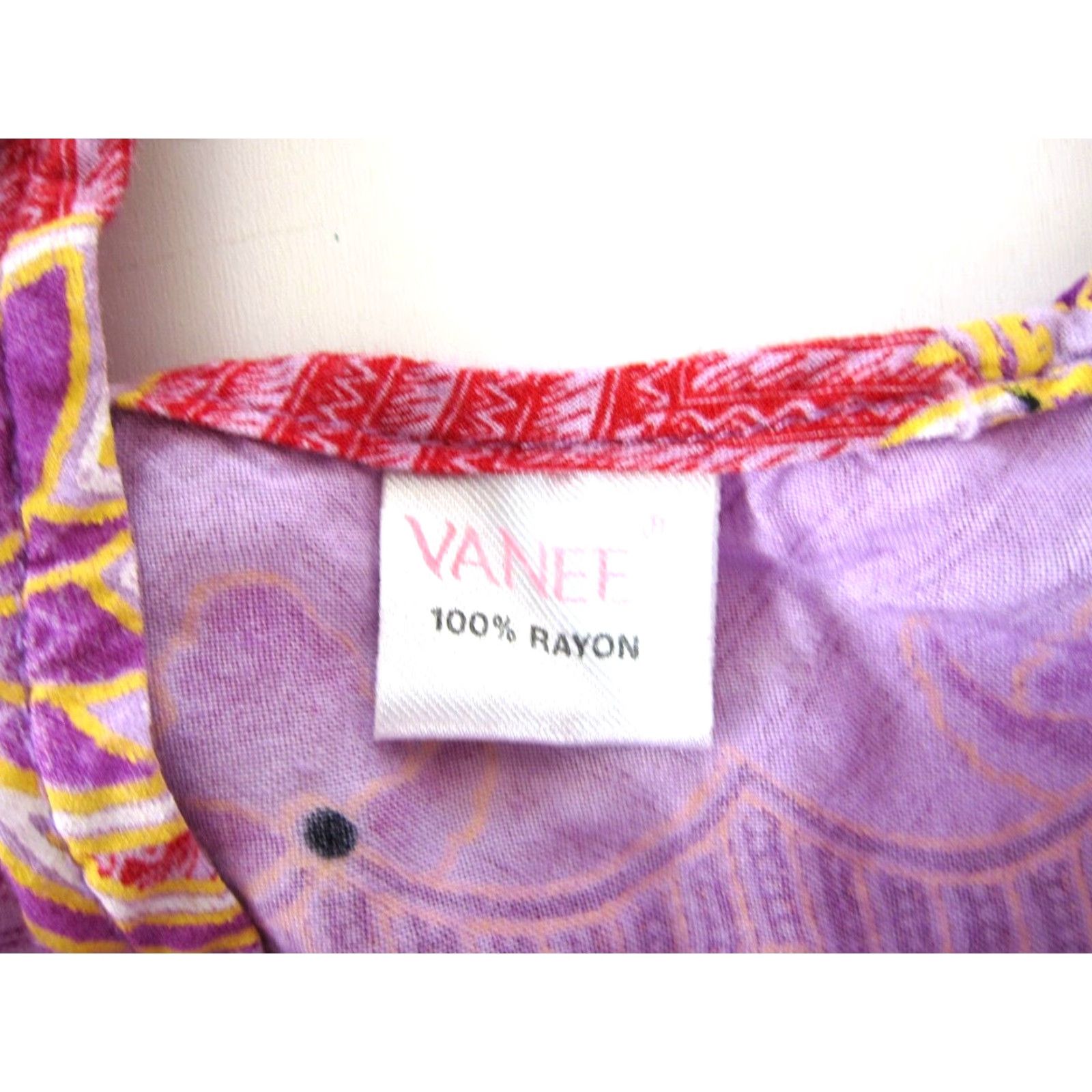 Vintage Vanee Thailand 100% Rayon Purple Yellow Red Floral Tunic Tank Sun Dress Small Size S / US 4 / IT 40 - 3 Thumbnail