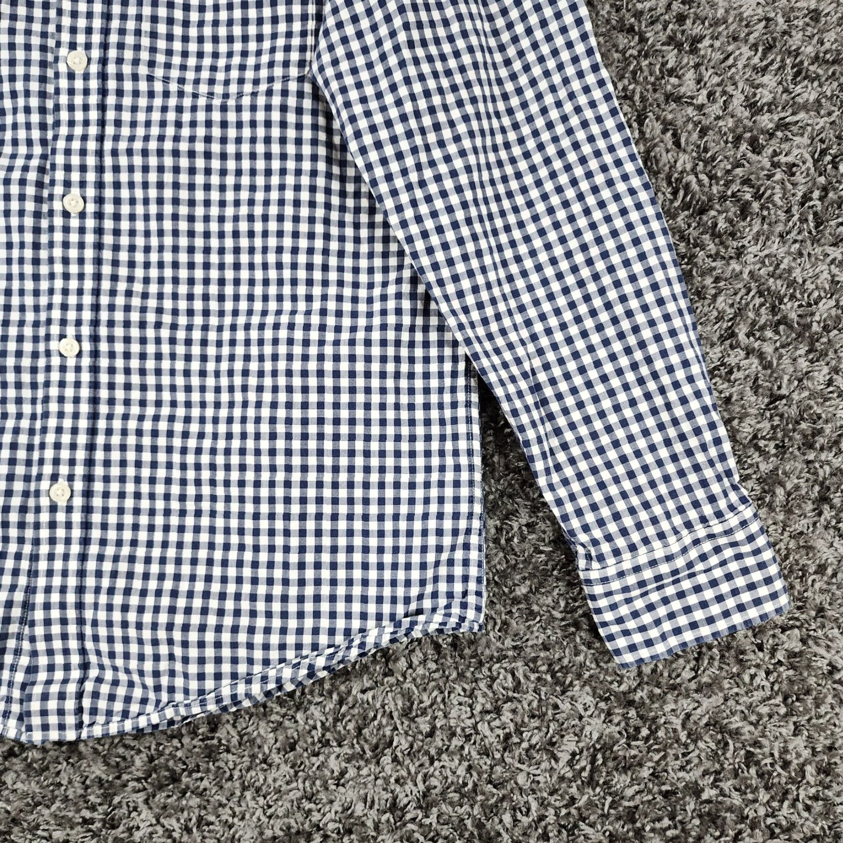 Banana Republic Banana Republic Mens Blue White Check Long Sleeve Button-Up Size M Size US M / EU 48-50 / 2 - 2 Thumbnail