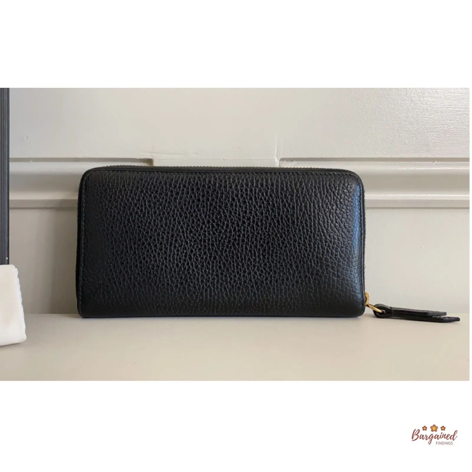 Gucci GUCCI Black Pebbled Leather Double G Metal Zip Around Long Size ONE SIZE - 2 Thumbnail