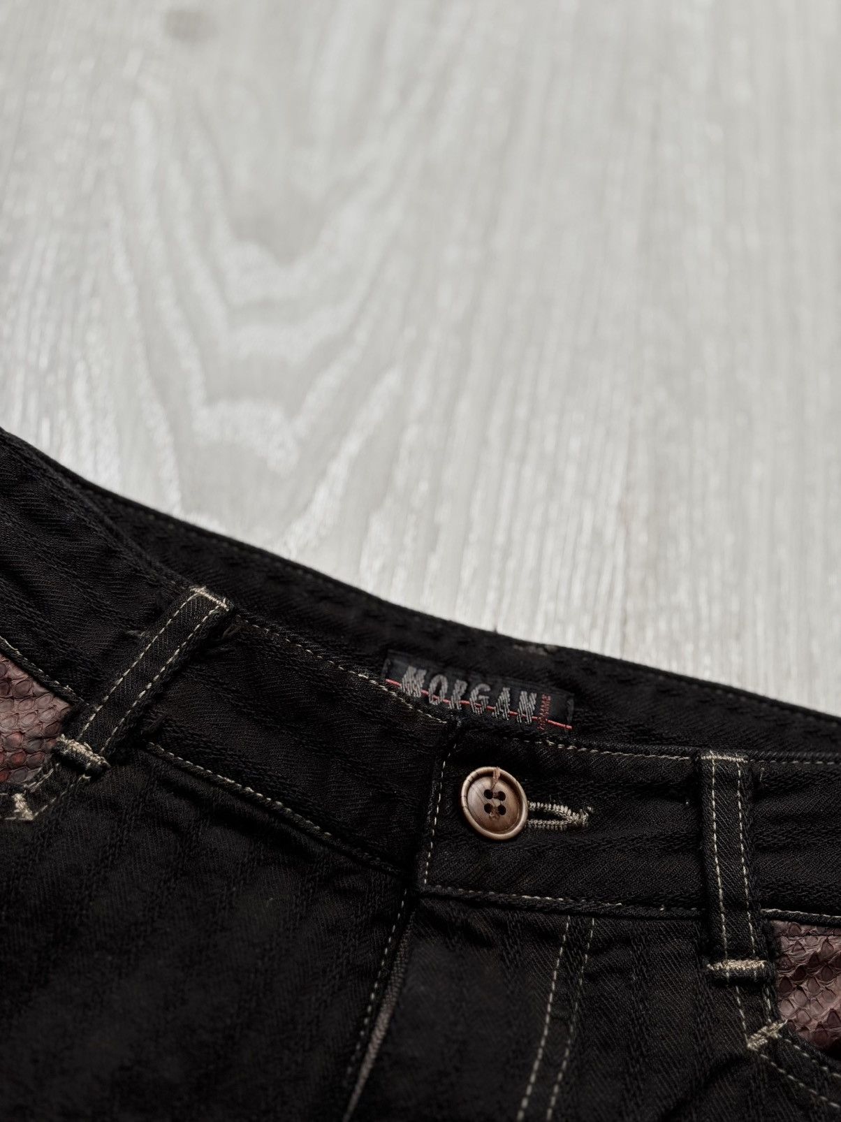 Japanese Brand MORGAN HOMME (real) Phyton lace up flare jeans Size US 26 / EU 42 - 2 Thumbnail