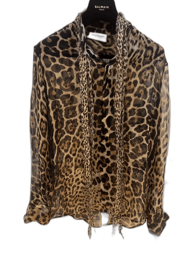 Saint Laurent Paris sheer leopard print silk shirt-2507 Size XS / US 0-2 / IT 36-38 - 7 Thumbnail