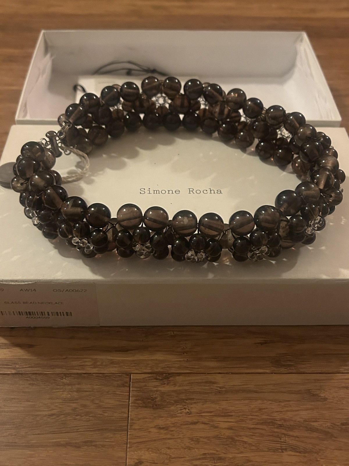 Simone Rocha Simone Rocha ‘Smoke’ Glass Beaded Flower Choker Necklace Size ONE SIZE - 2 Thumbnail