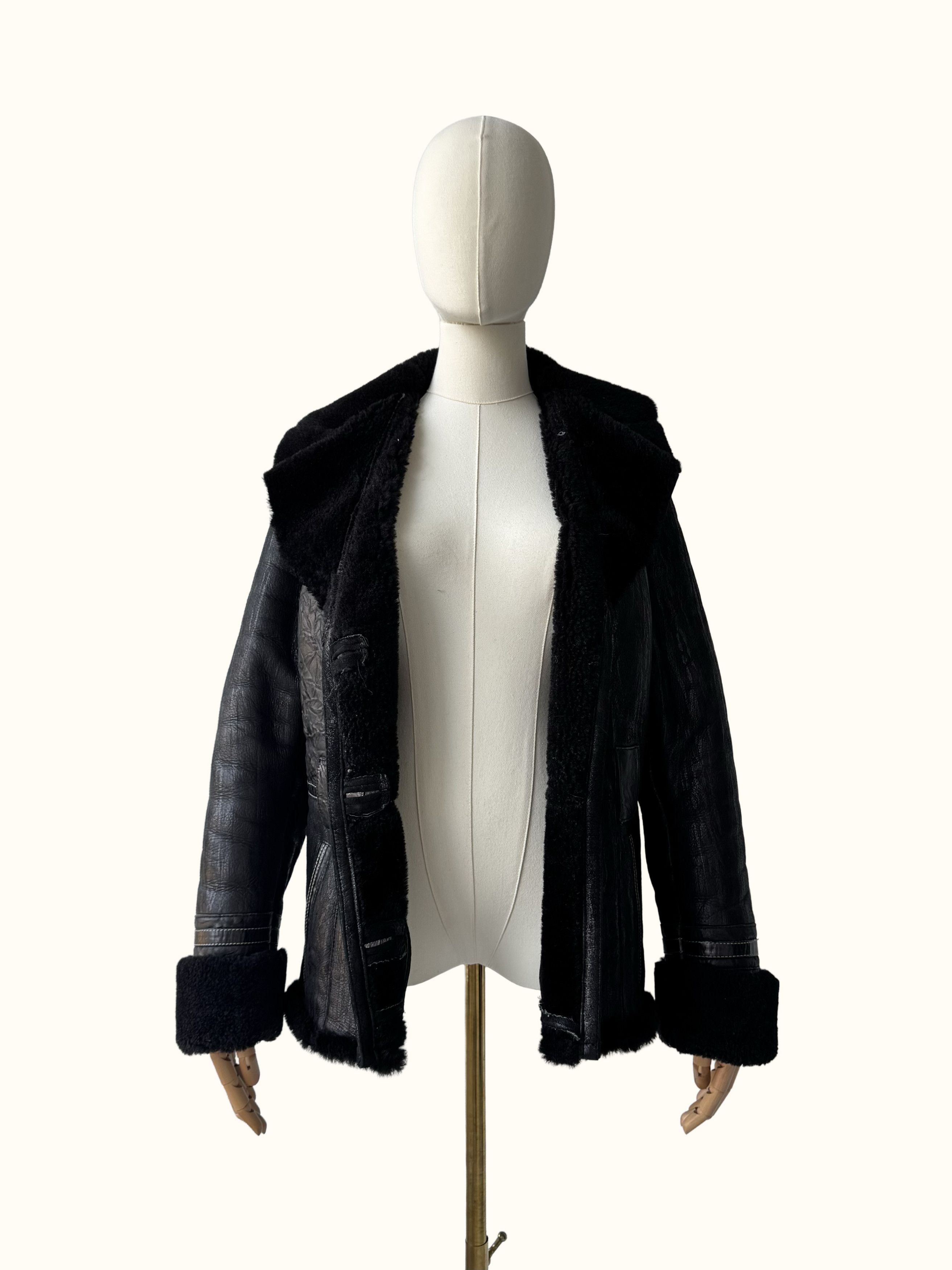 Vintage Vintage Real Sheepskin Jacket (B550) Size S / US 4 / IT 40 - 3 Thumbnail