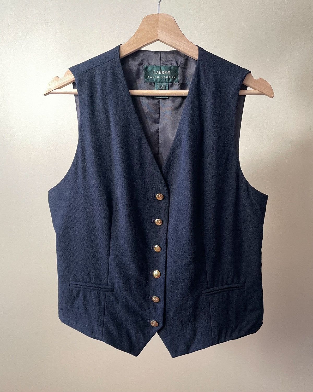 Ralph Lauren Vintage Lauren by Ralph Lauren Navy Wool Suit Vest Size XL / US 12-14 / IT 48-50 - 7 Thumbnail