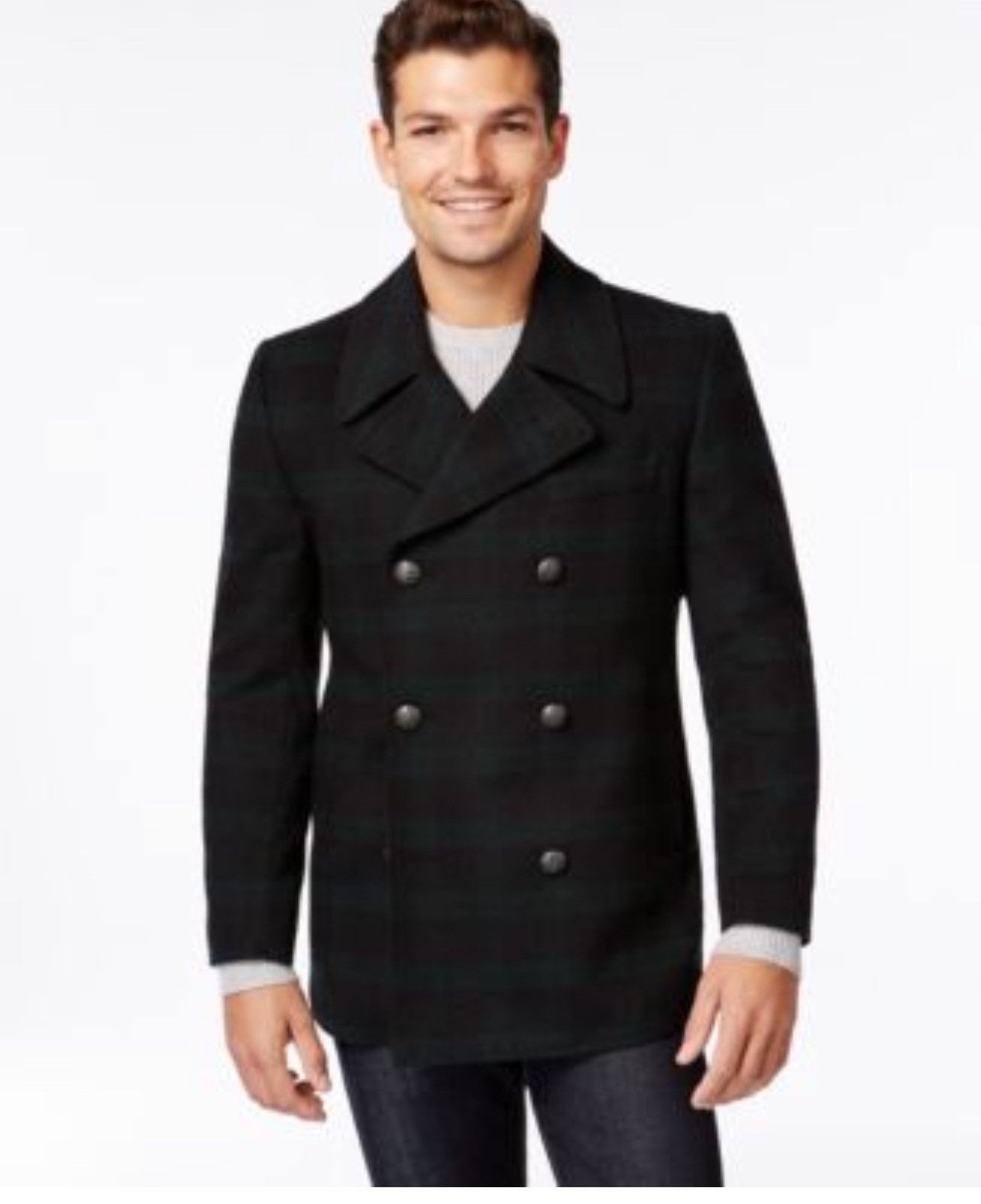 image of Tallia Peacoat in Black, Men's (Size Large)