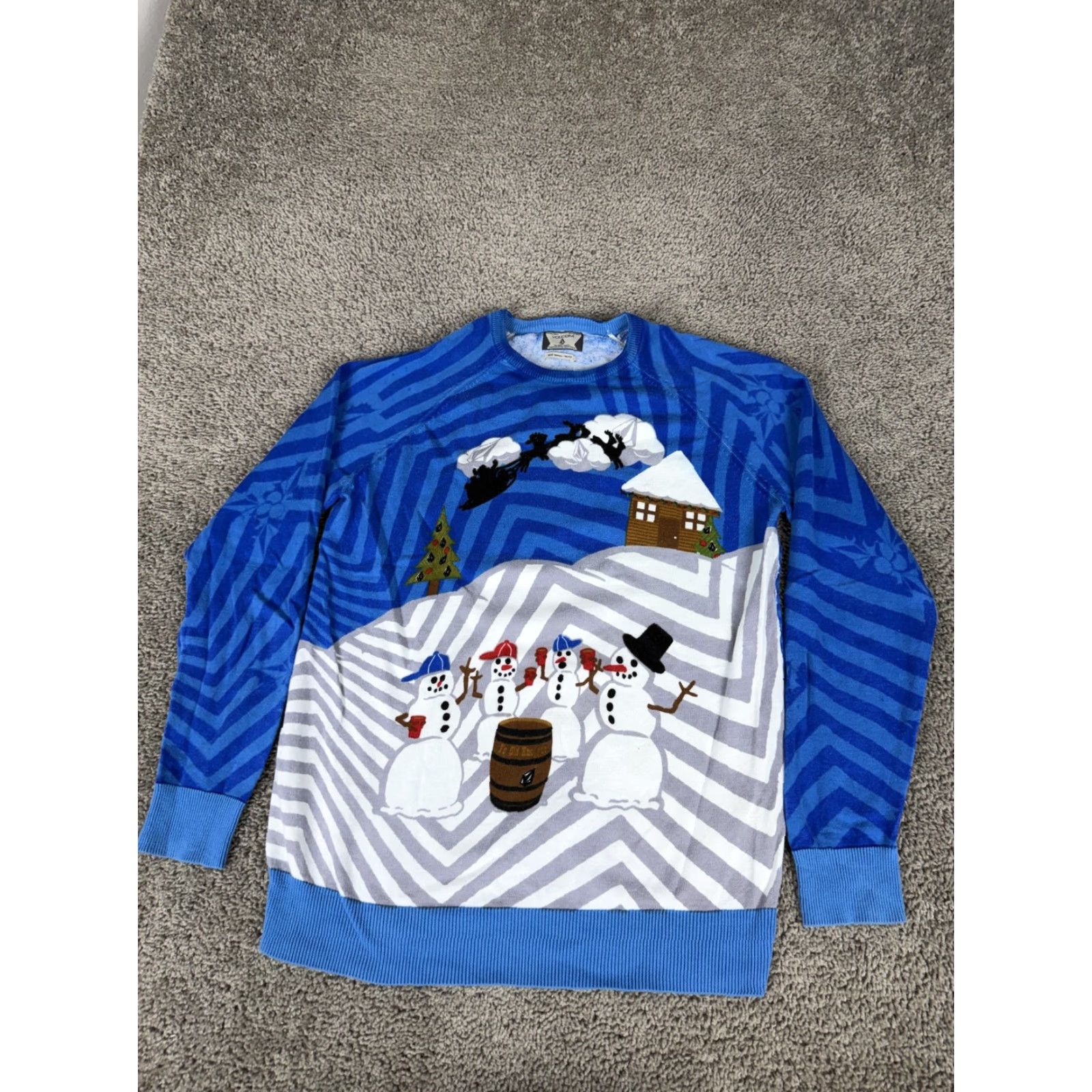 Volcom Volcom Sweater Mens Small Blue Snowman Santa Christmas Ugly Pullover Size US S / EU 44-46 / 1 - 2 Thumbnail
