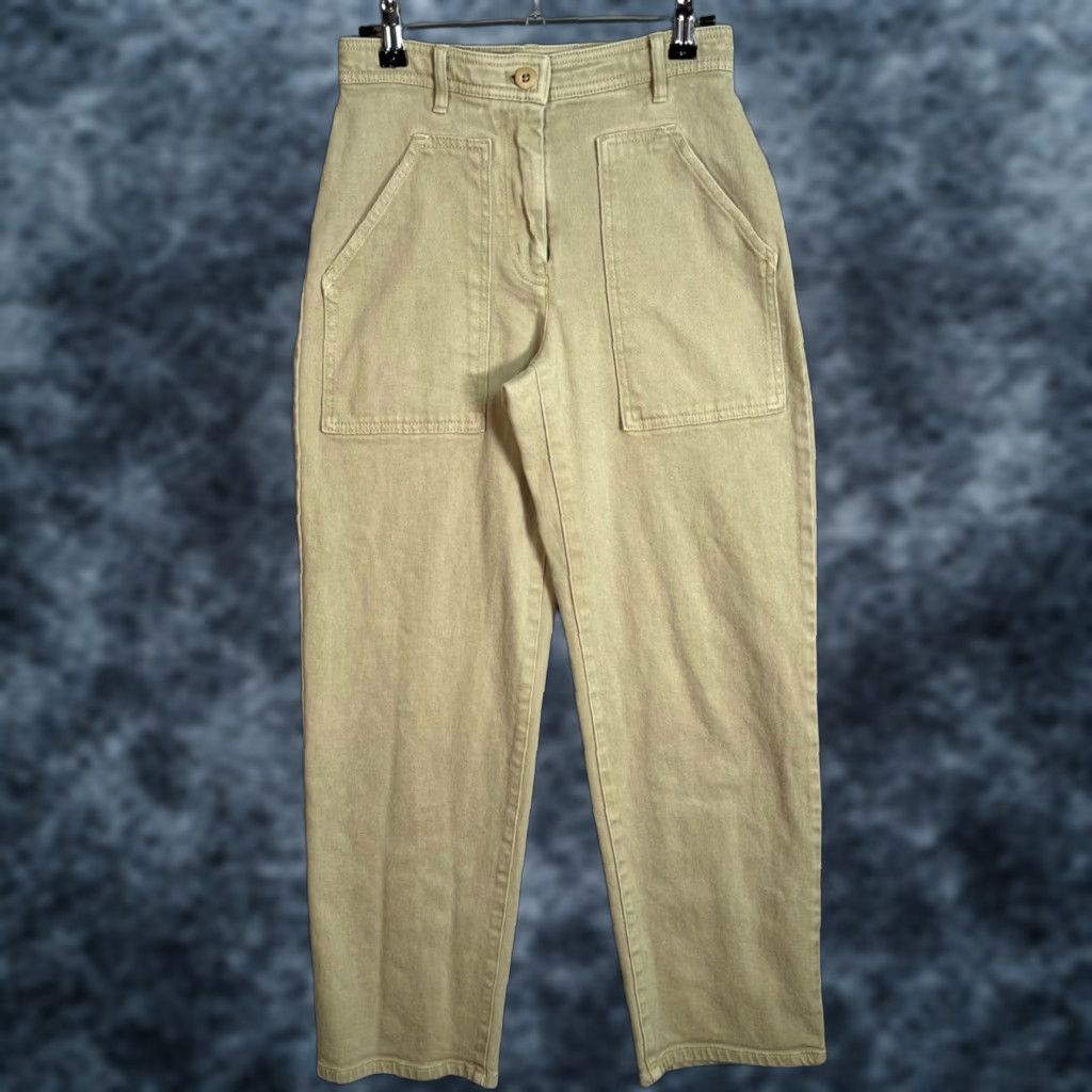 Vintage VINTAGE Wilfred Free High-Waisted Straight-Leg Pants Womens 0 Beige Cotton Polyester Flat Front 29 in Inseam Womens Size 25" / US 0 / IT 36 - 1 Thumbnail