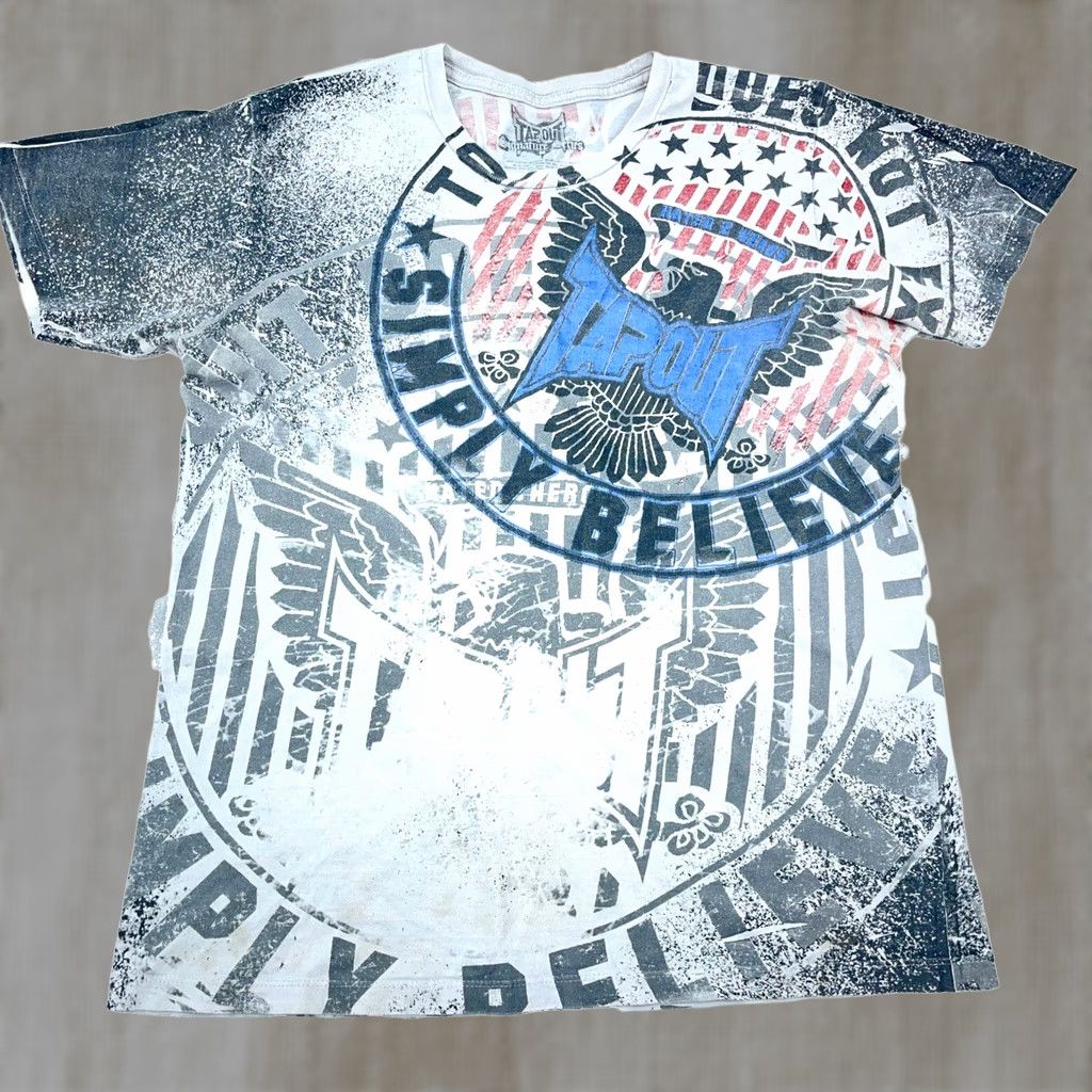 Tapout Tapout Shirt Men Medium White Tee Graphic Print Goth Grunge USA Punk Retro AOP Vintage T-Shirt Shortsleeve Crew Neck/All Seasons/Machine Washable Size US M / EU 48-50 / 2 - 1 Thumbnail
