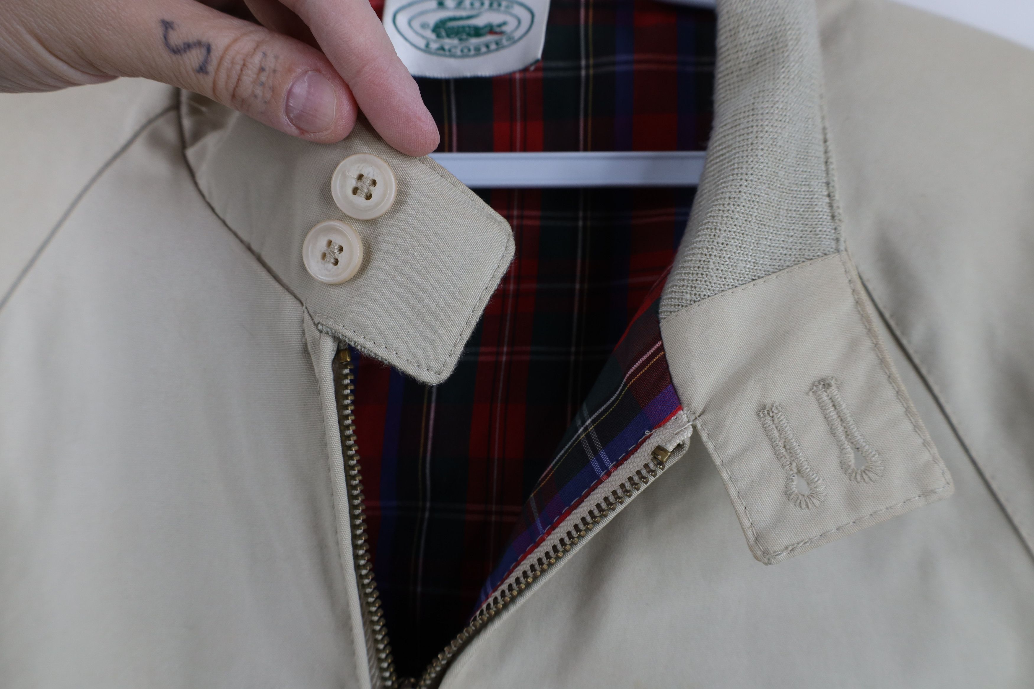 Lacoste Vintage 80s Izod Lacoste Racer Bomber Jacket Beige Khaki Size US M / EU 48-50 / 2 - 5 Thumbnail