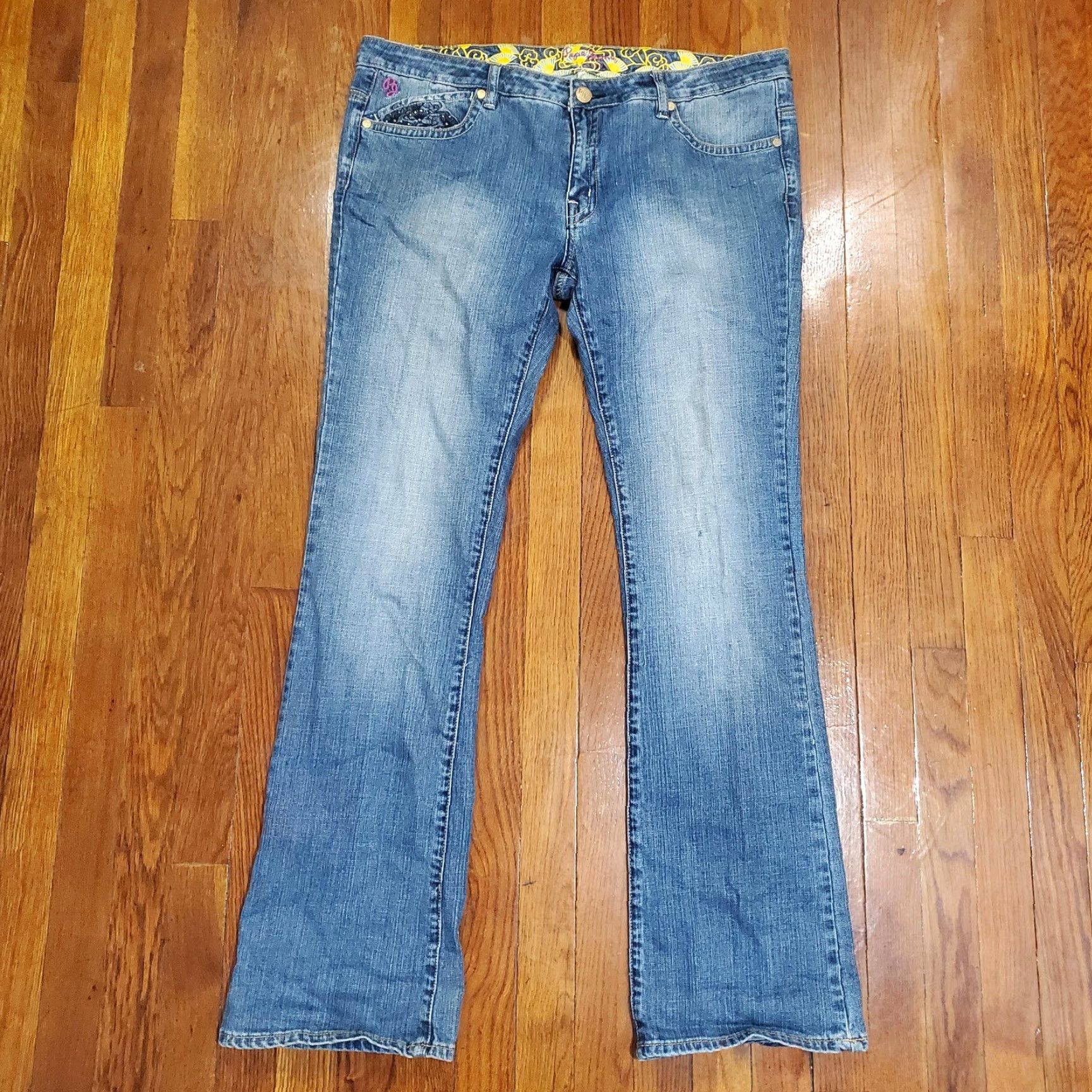 Pepe Jeans VINTAGE Pepe Jeans London Jeans Womens 36 Blue Embroidered Peacock Bootcut Stretch Studs Jeans Women Size 25" / US 0 / IT 36 - 7 Thumbnail