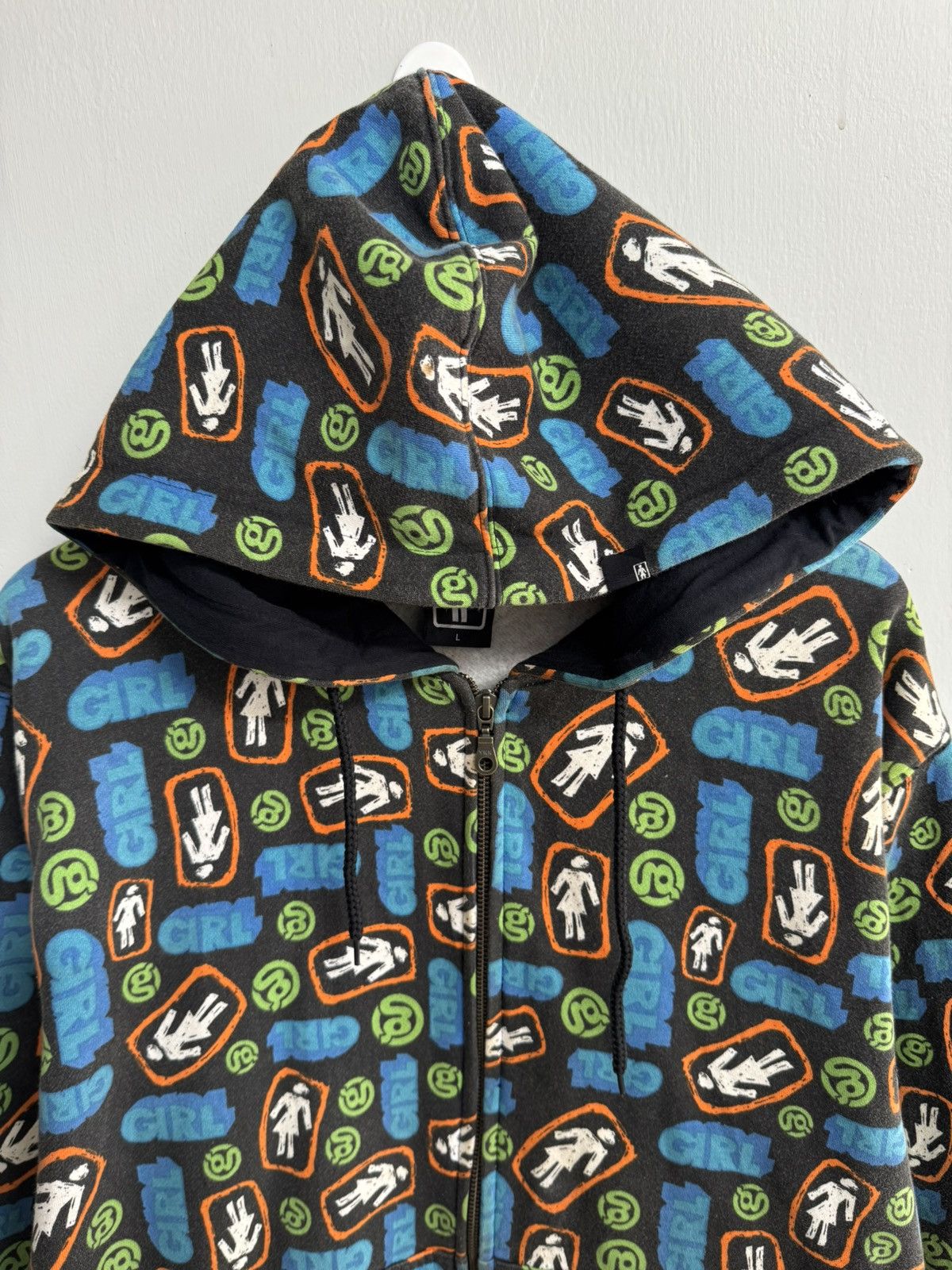 Vintage ZIP HOODIE GIRL SKATEBOARD ALL OVER PRINT 🔥VERY RARE🔥 Size US L / EU 52-54 / 3 - 2 Thumbnail