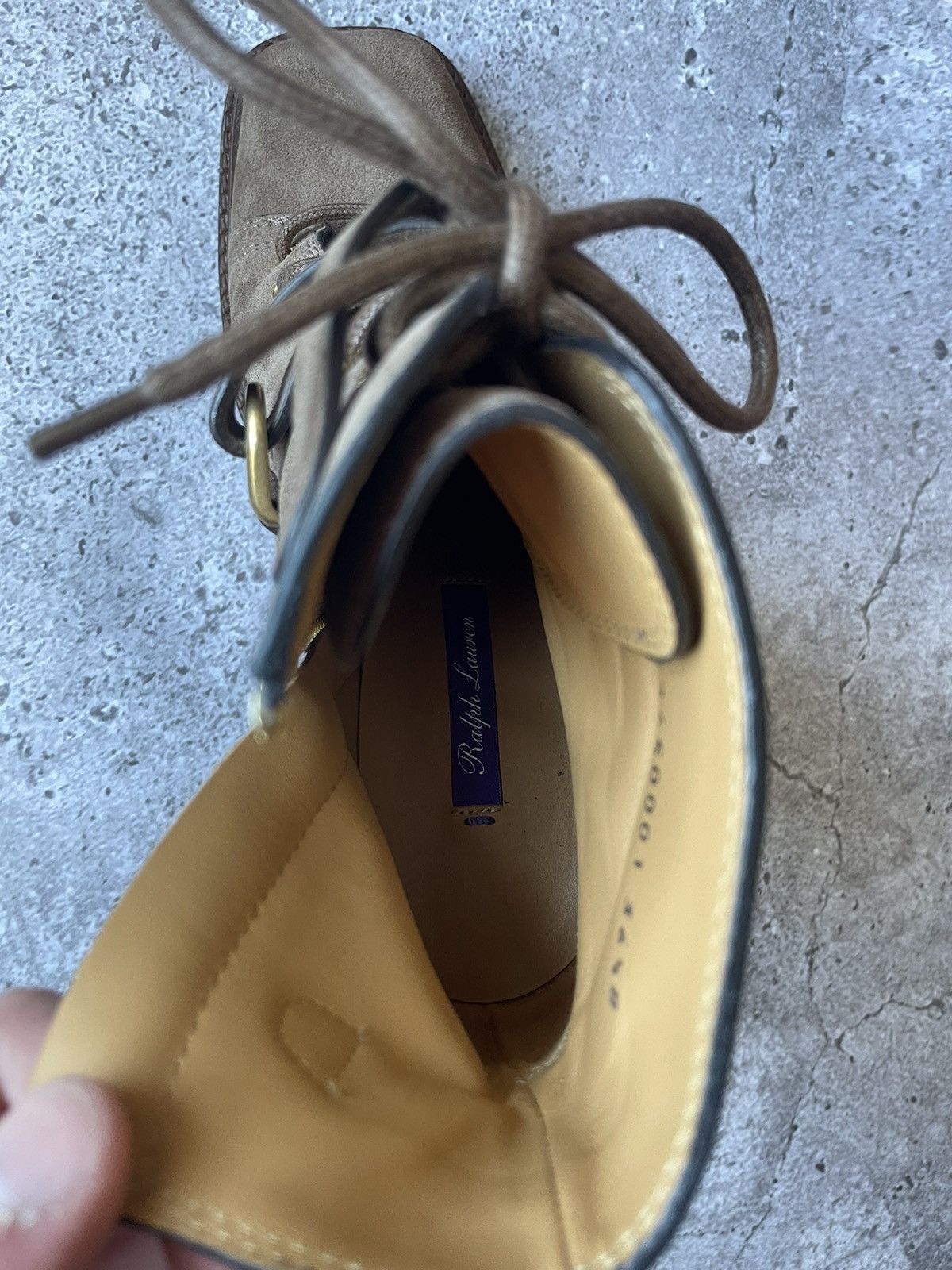 Ralph Lauren Purple Label Ralph Lauren Purple Label Evarista Suede Lace-Up Boots Taupe Size US 6.5 / IT 36.5 - 8 Thumbnail