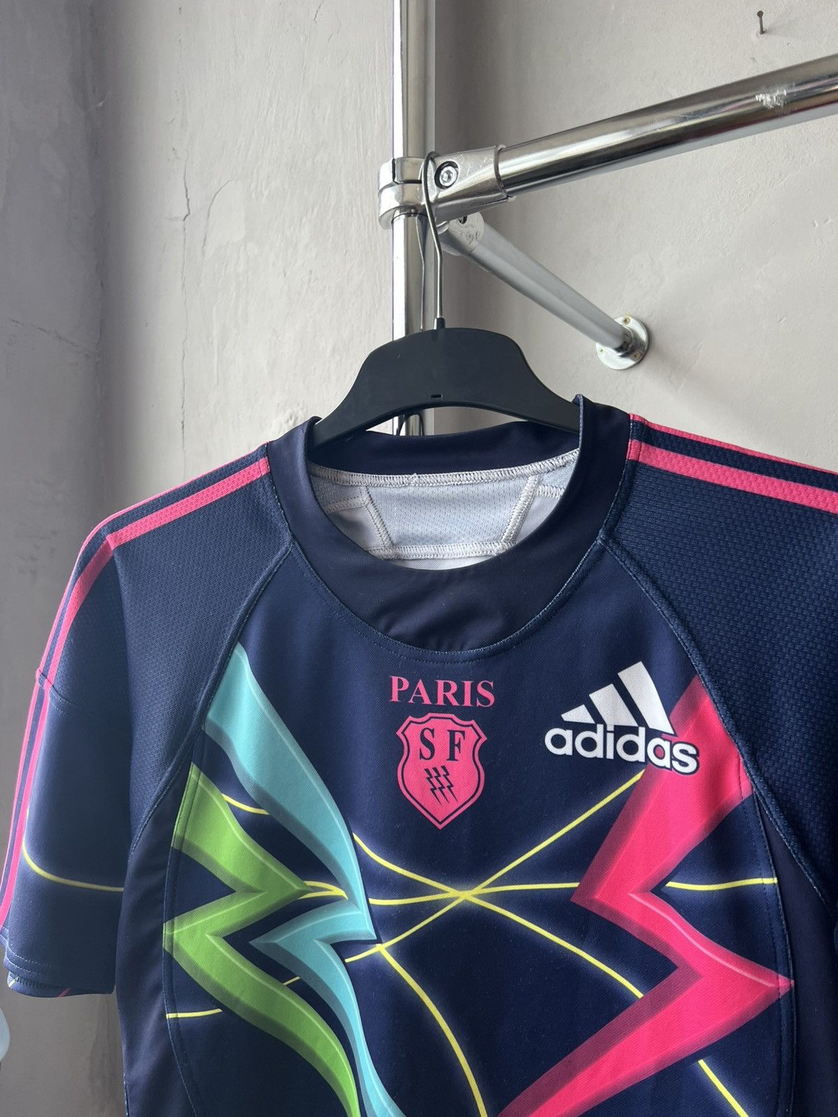 Adidas France Stade Francais Paris Rugby rare designer jersey shirt Size US M / EU 48-50 / 2 - 3 Thumbnail