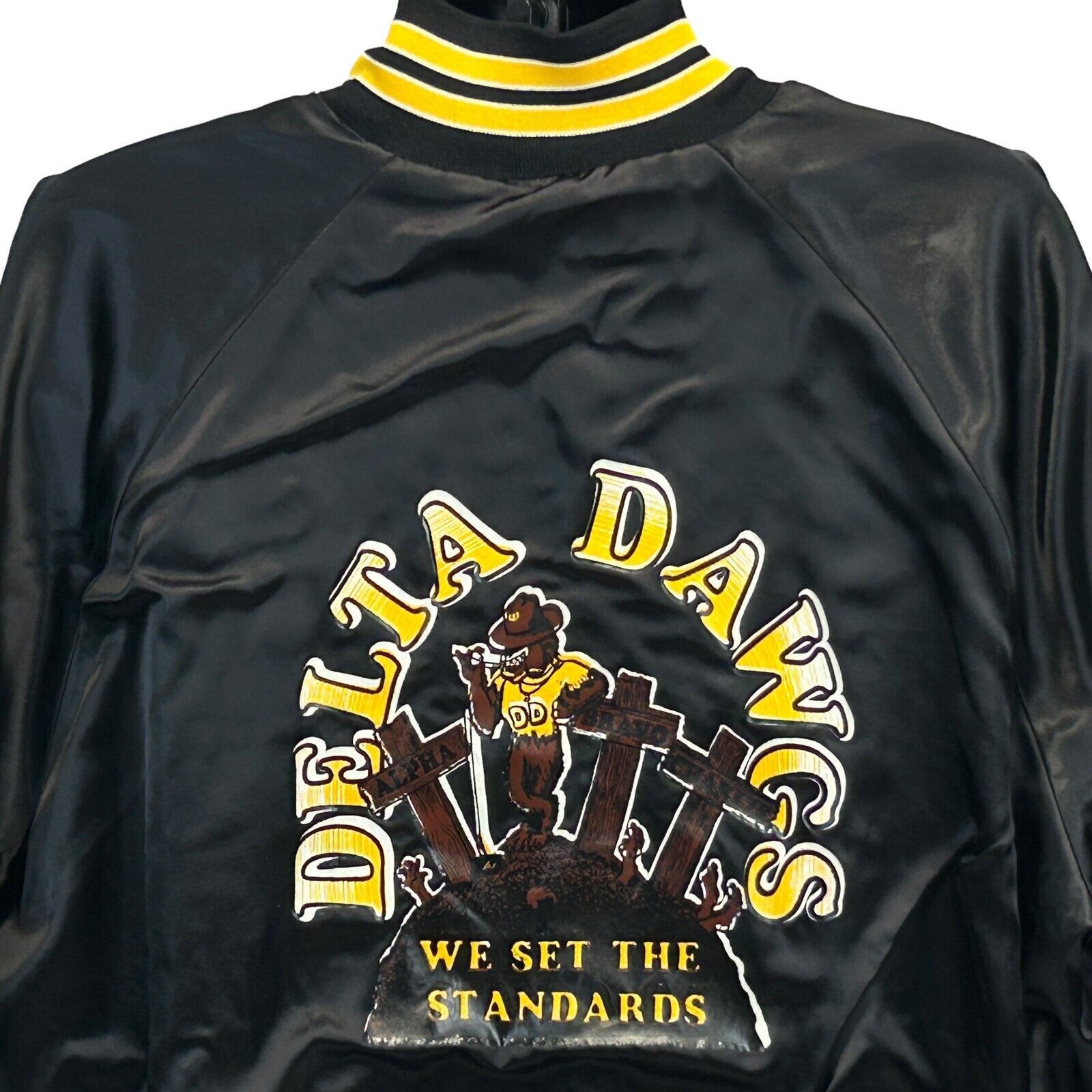 image of Vintage Delta Dawgs Company 2-10 Infantry Regiment Satin Jacket 2Xl in Black, Men's