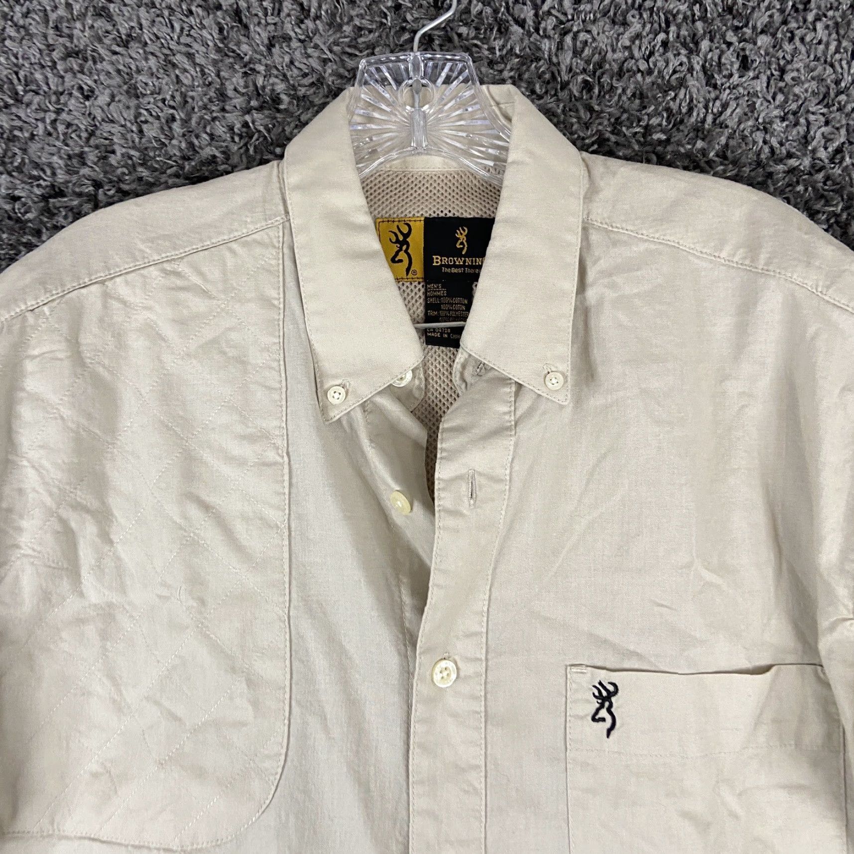 Vintage VINTAGE Browning Shirt Men’s M Beige Short Sleeve Button-Up (Regular) Beige Beige M Mens Size US 31 - 5 Thumbnail