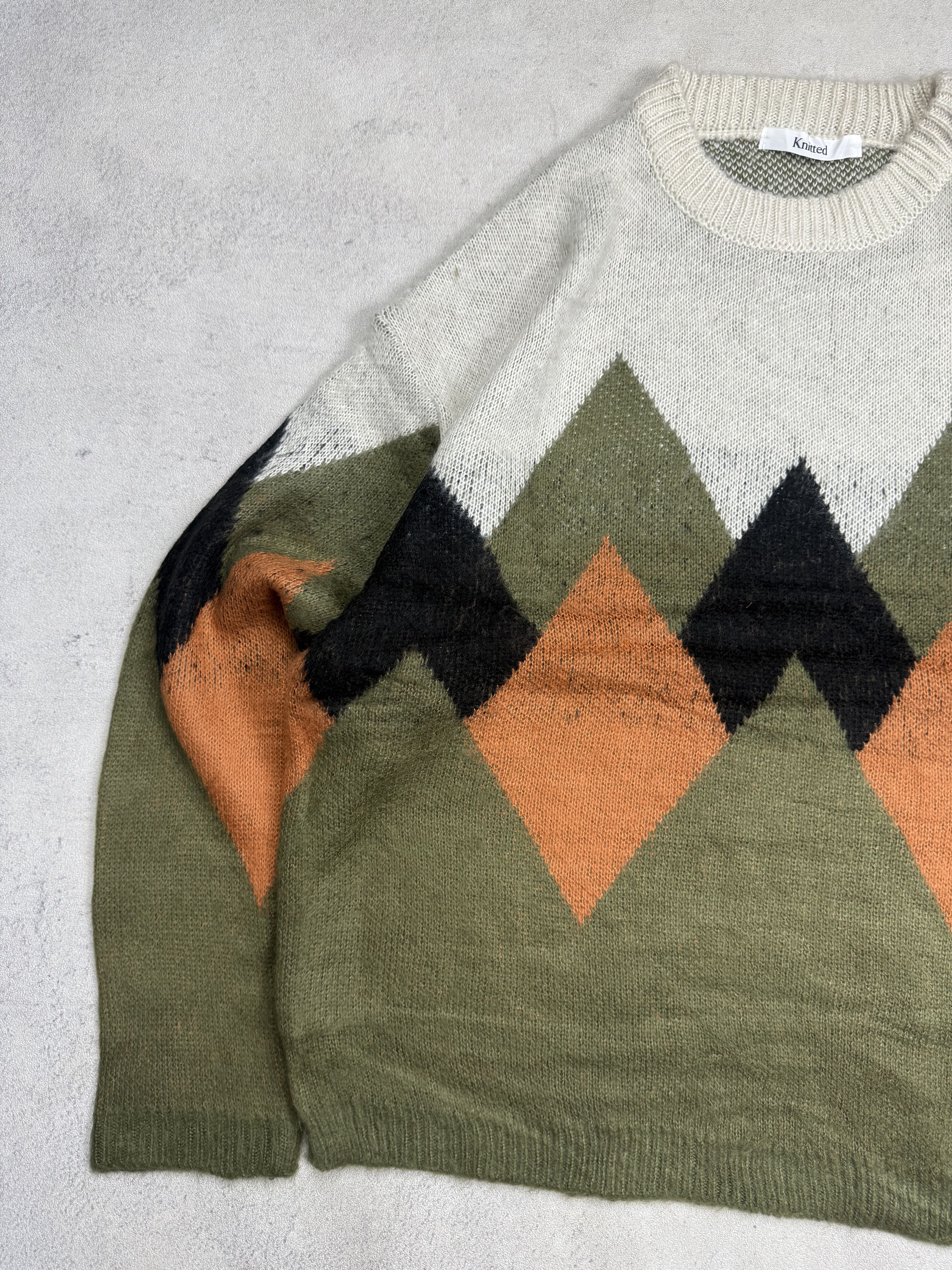 Japanese Brand Vintage Style Oversized Argyle Knit Sweater Retro Diamond Size US L / EU 52-54 / 3 - 4 Thumbnail