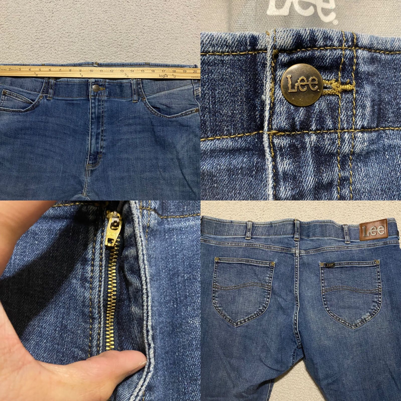 Lee Lee Jeans Slim Straight Jeans Mens 40 Blue Denim Medium Wash 5-Pocket Design Slim Fit Mid Rise Flex Waist 40x?? Inseam 27?" Size US 40 / EU 56 - 8 Thumbnail