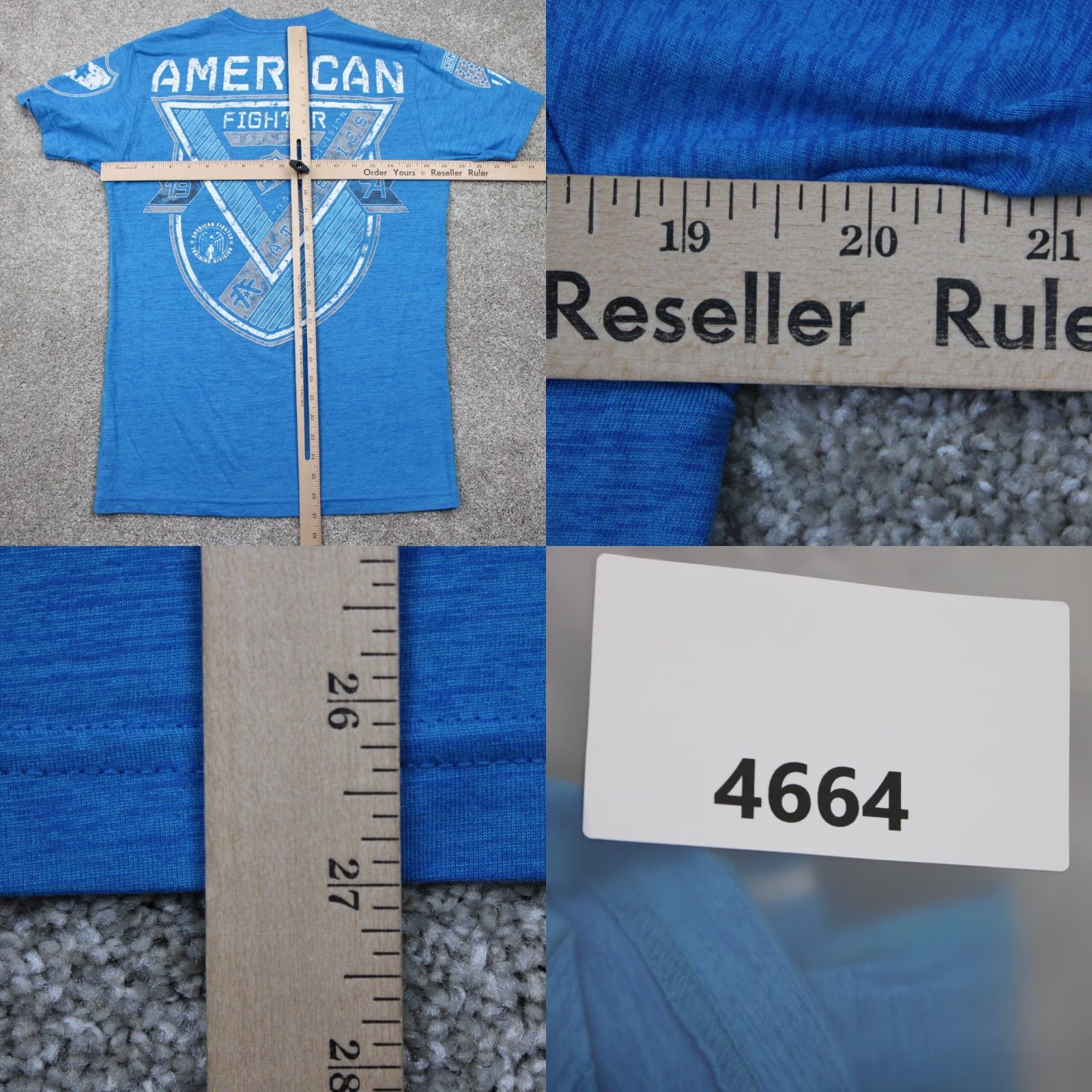 Vintage American Fighter Shirt Mens Small Blue Cotton/Poly S/S Pullover Tee Size US S / EU 44-46 / 1 - 9 Thumbnail