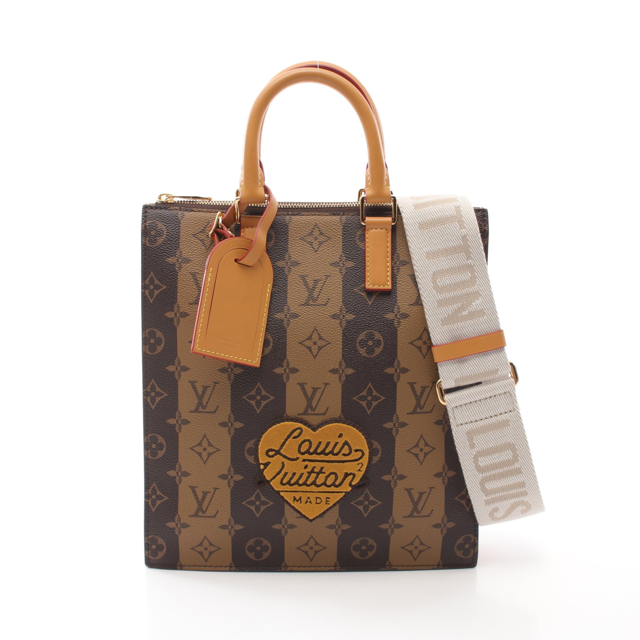 Louis Vuitton Louis Vuitton Louis Vuitton * Nigo Sack Plastic Messenger Monogram Stripe Handbag Tote Bag Leather Brown Size ONE SIZE - 1 Thumbnail