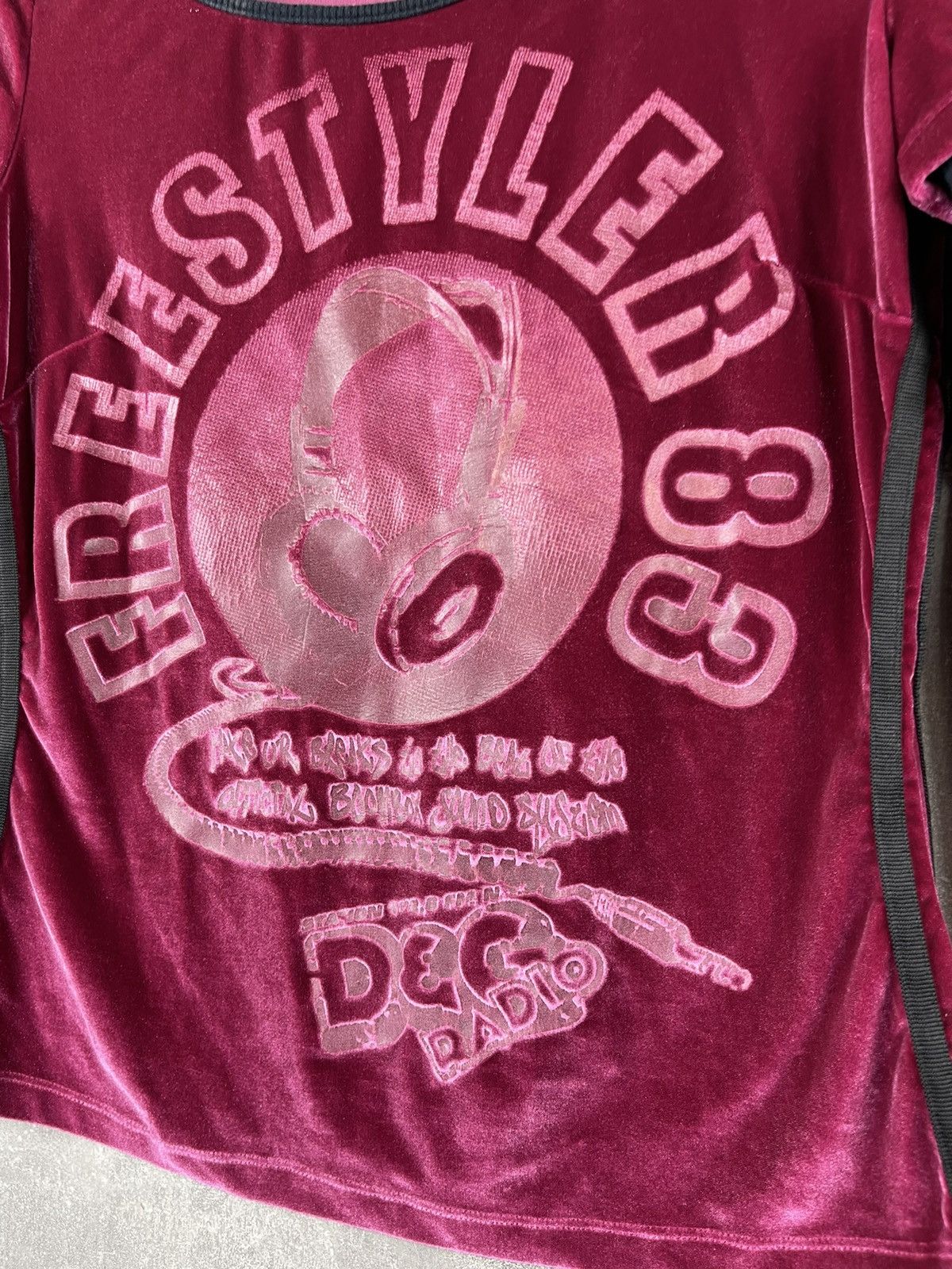 Dolce & Gabbana × Vintage Vintage Dolce&Gabbana Y2K Freestyler 83 Velour Layered Top Size XL / US 12-14 / IT 48-50 - 4 Thumbnail
